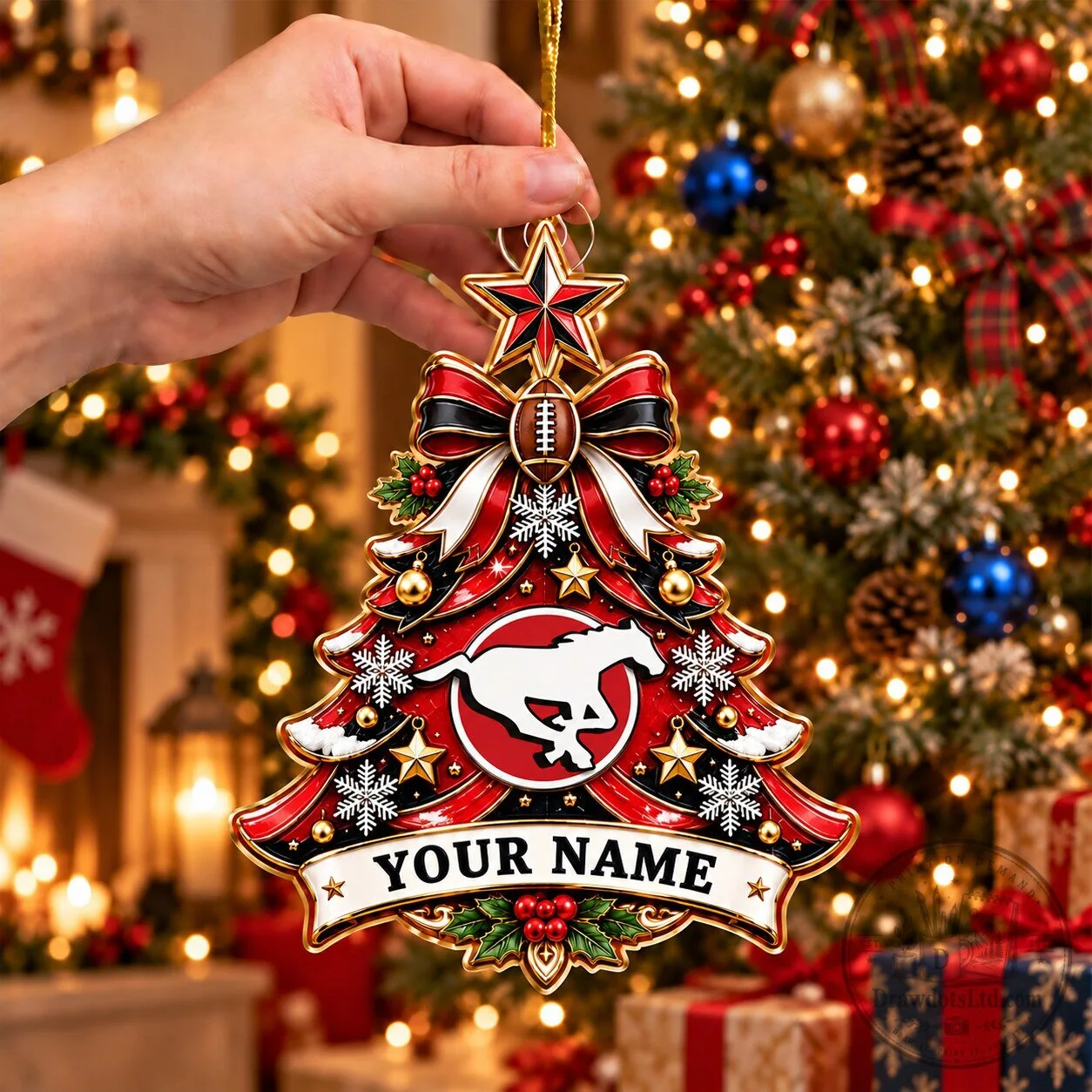 Calgary Stampeders Football Team Personalized Christmas Tree Ornament