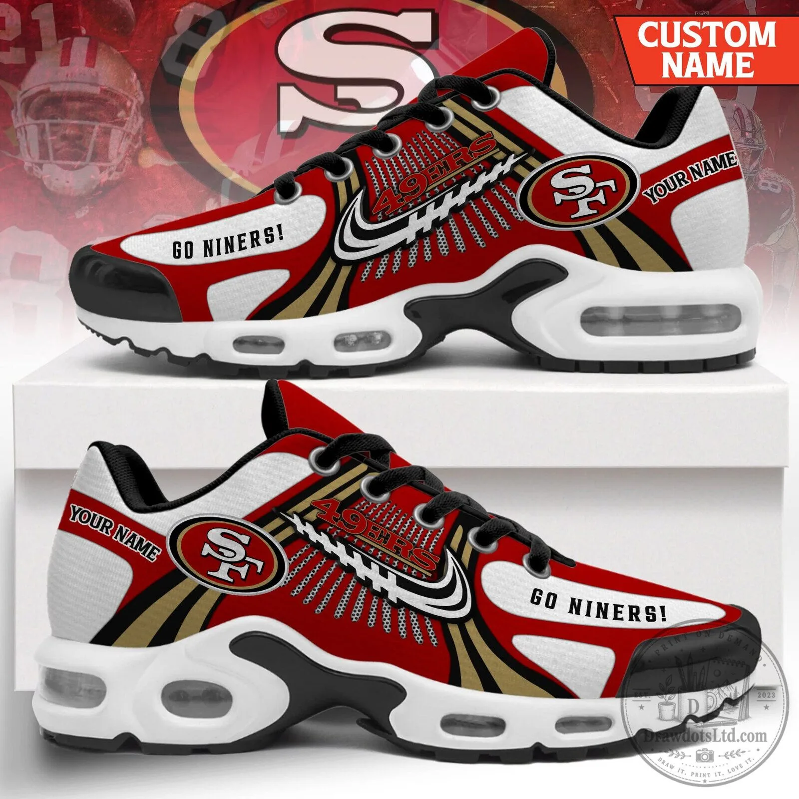 San Francisco 49ers Team Logo Personalized Running Shoes