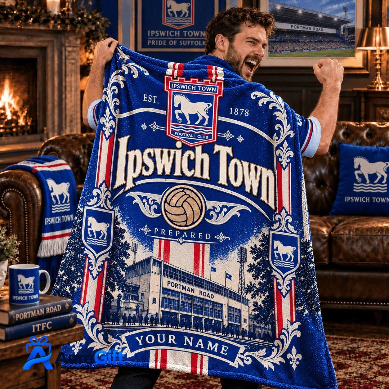 Ipswich Town Football Club Portman Road Stadium Personalized Fleece Blanket