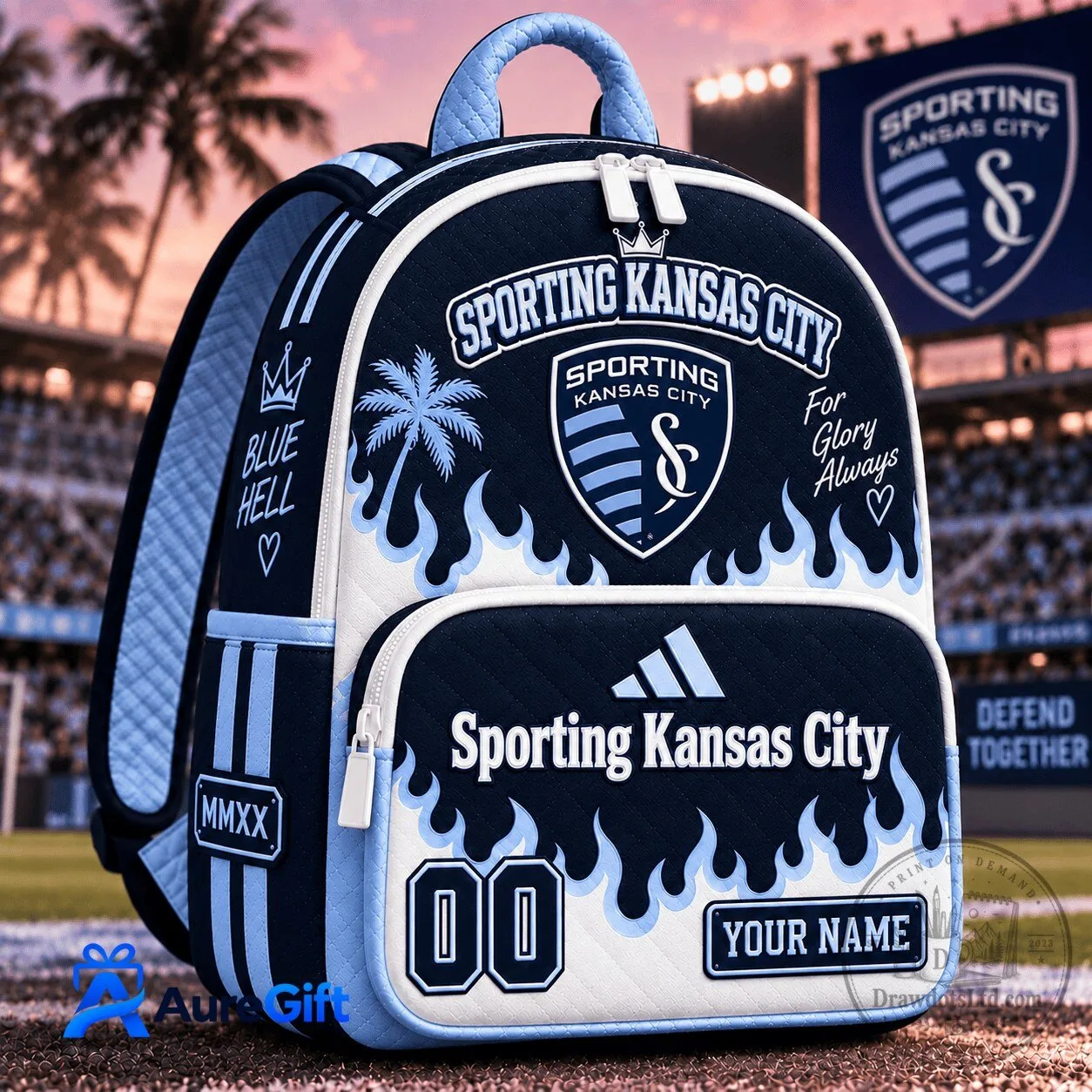 Sporting Kansas City MLS Personalized Quilted Backpack