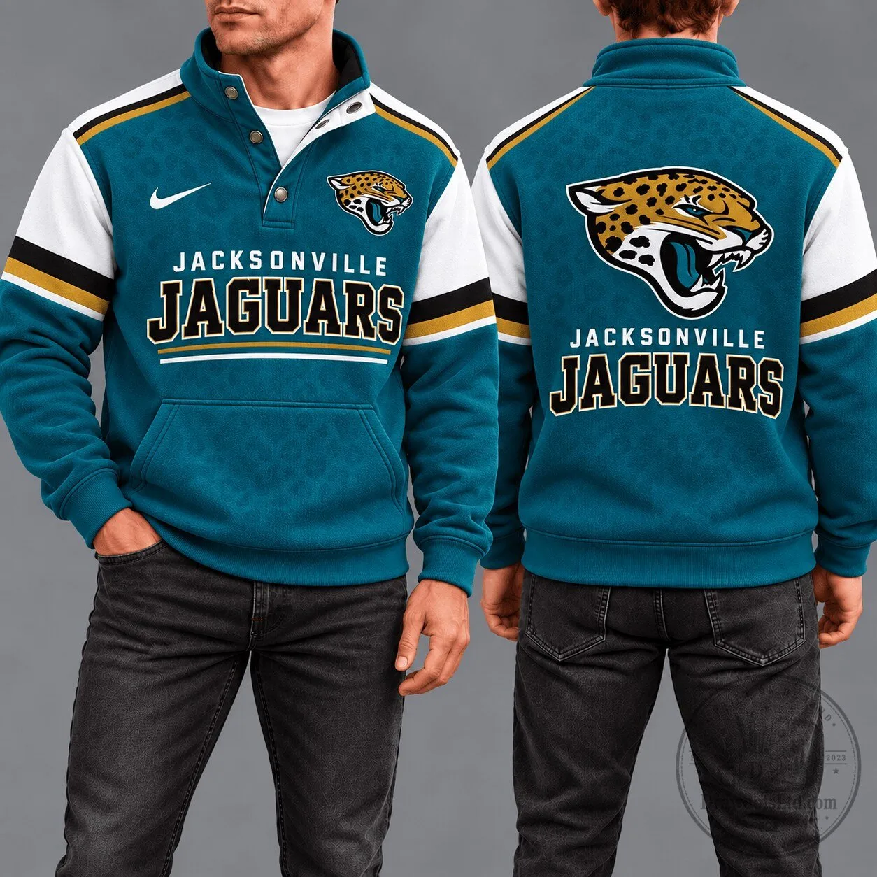 Jacksonville Jaguars NFL Football Team Logo Quarter-Snap Pullover Sweatshirt