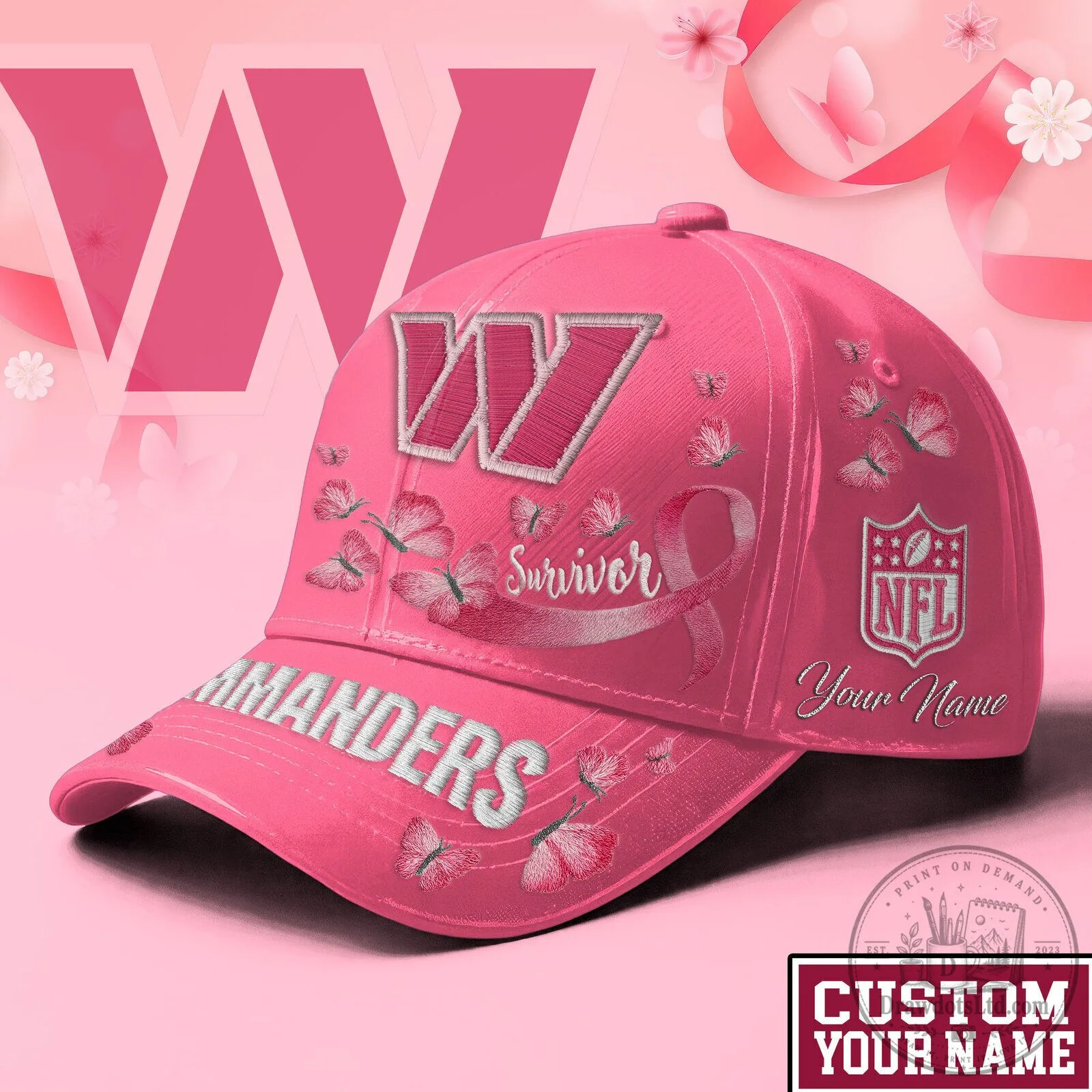 Washington Commanders Breast Cancer Survivor NFL Pink Cap Hat