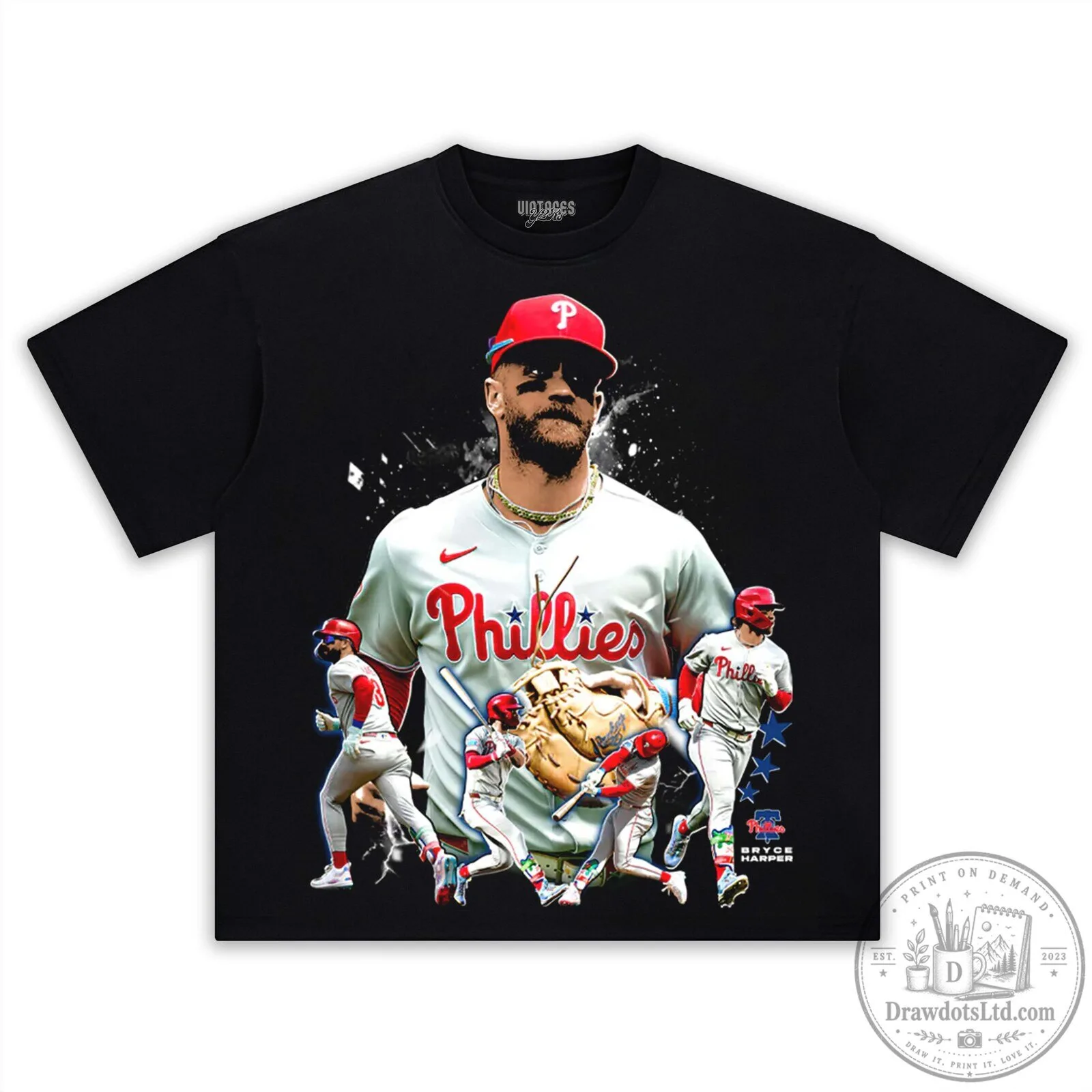 Graphic T-Shirt Featuring Bryce Harper of the Philadelphia Phillies Baseball Team
