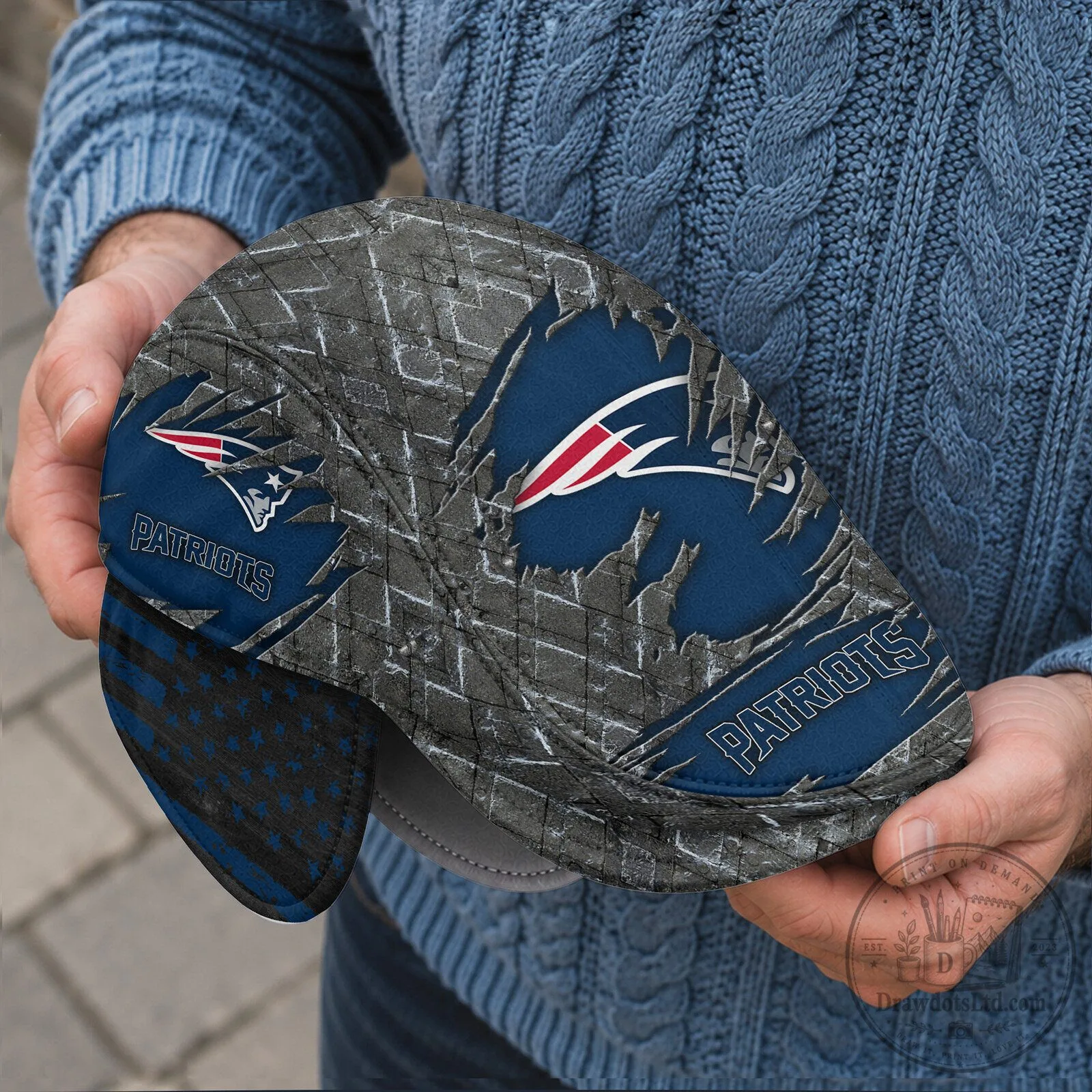 New England Patriots Flat Cap with Ear Flaps for Men and Women 6 New England Patriots Flat Cap with Ear Flaps for Men and Women