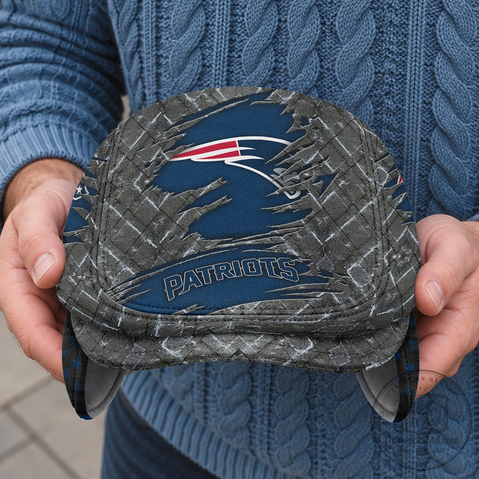 New England Patriots Flat Cap with Ear Flaps for Men and Women 7 New England Patriots Flat Cap with Ear Flaps for Men and Women