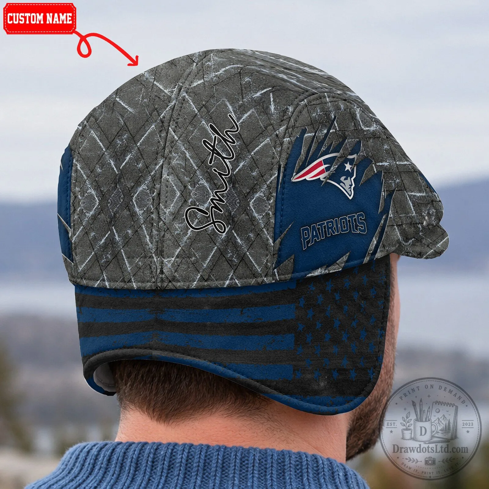 New England Patriots Flat Cap with Ear Flaps for Men and Women 8 New England Patriots Flat Cap with Ear Flaps for Men and Women