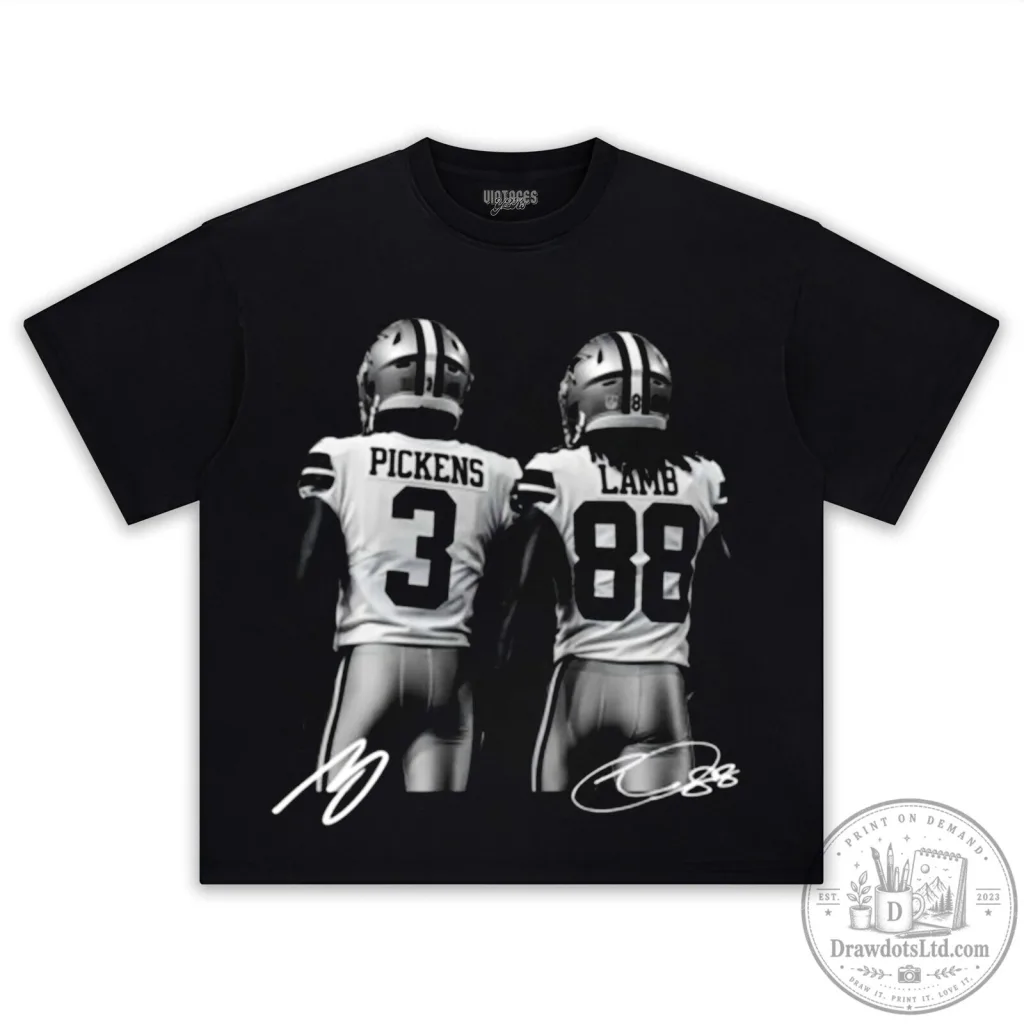 George Pickens and CeeDee Lamb Vintage Football Players Black T-Shirt