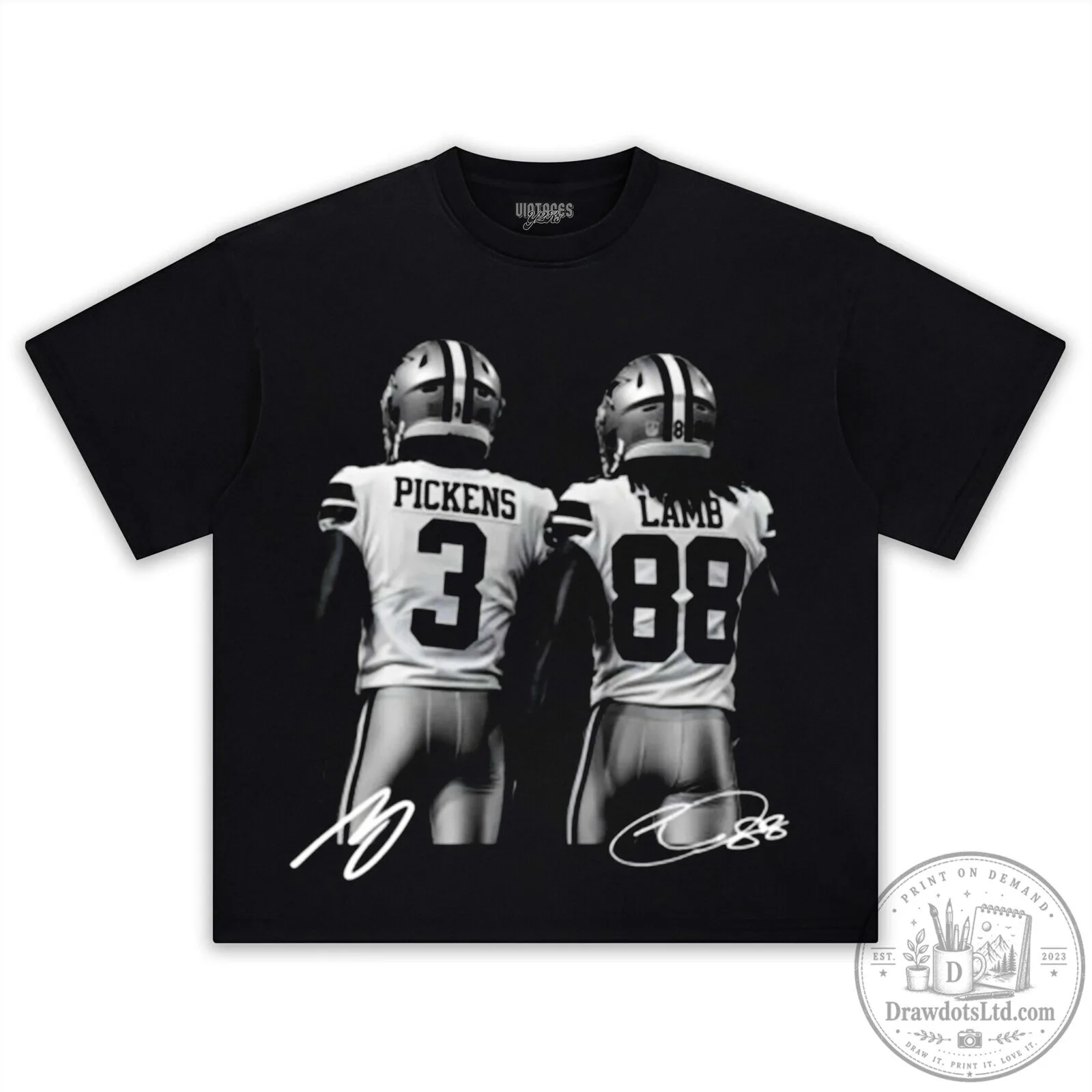 George Pickens and CeeDee Lamb Vintage Football Players Black T-Shirt