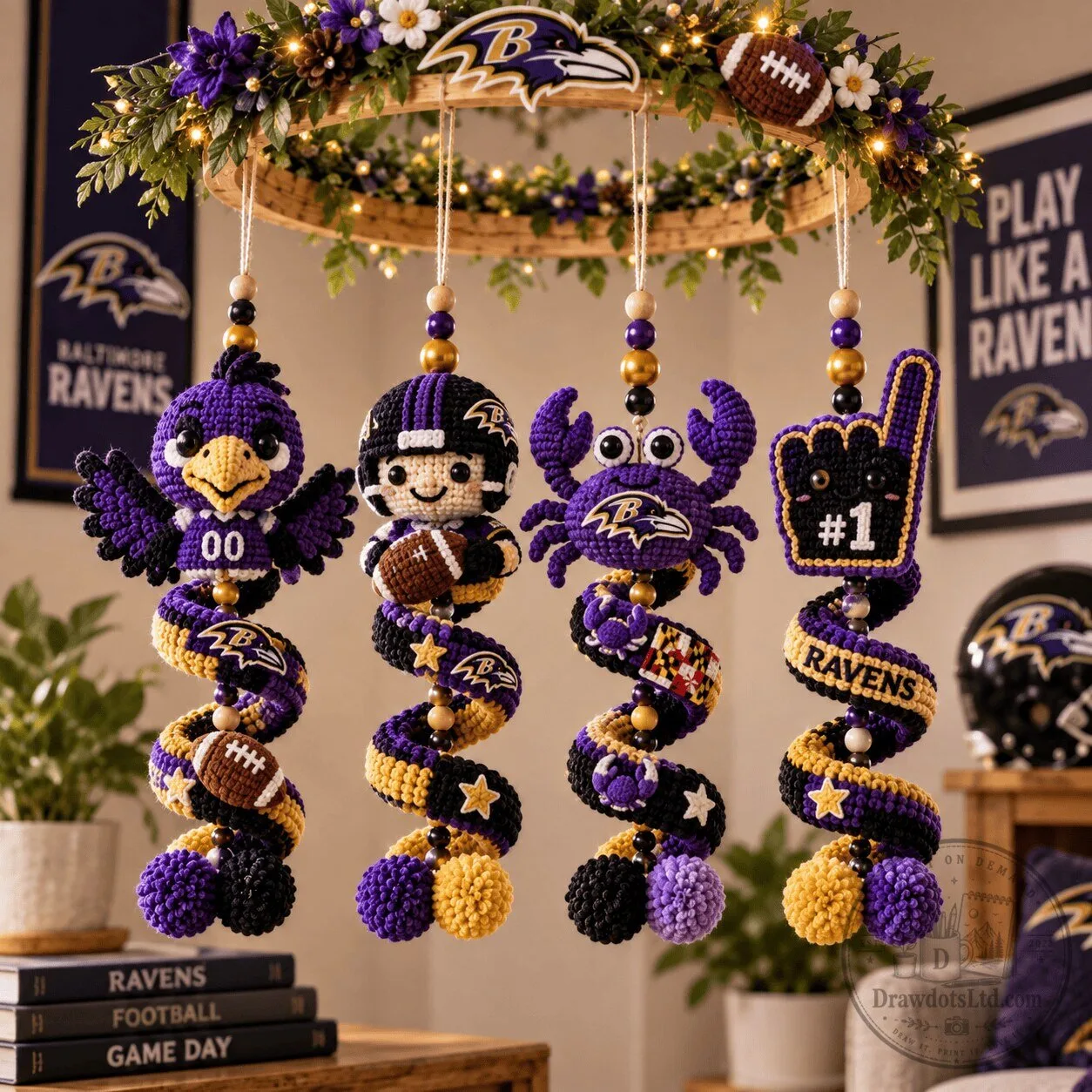 Baltimore Ravens Crochet Mobile Baby Nursery Decor