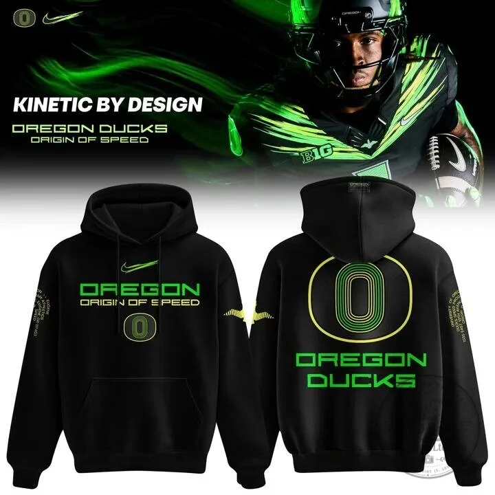 Black Hoodie with Oregon Ducks Origin of Speed Design - Pullover Style