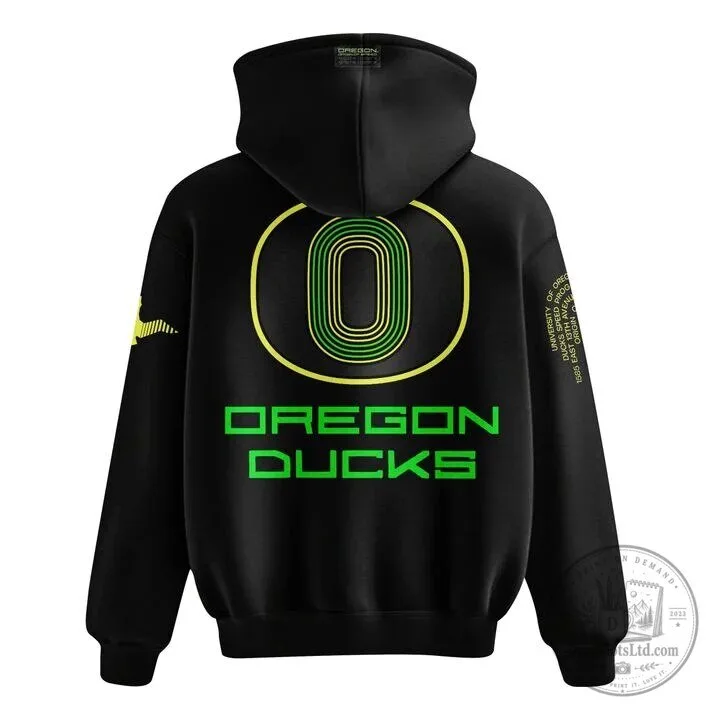 Black Hoodie with Oregon Ducks Origin of Speed Design - Pullover Style 7 Black Hoodie with Oregon Ducks Origin of Speed Design - Pullover Style