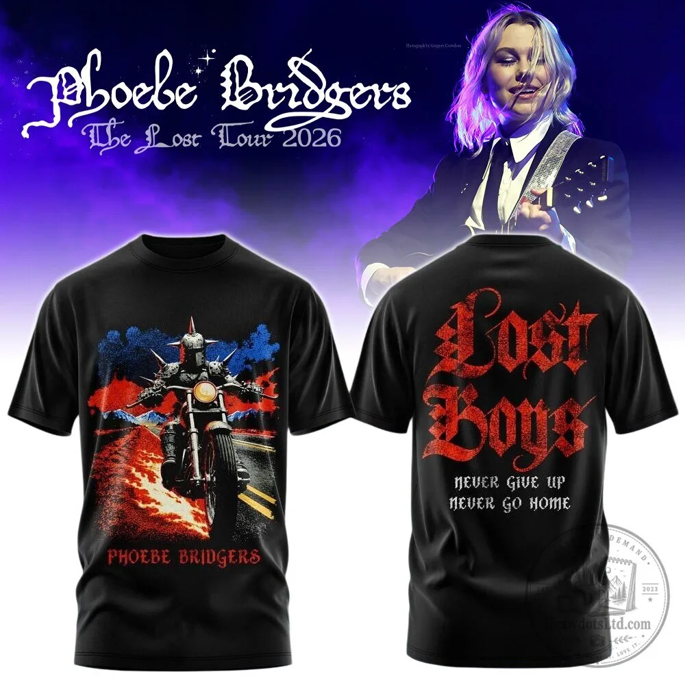 Phoebe Bridgers The Lost Tour 2026 Lost Boys Never Give Up Never Go Home T-Shirt