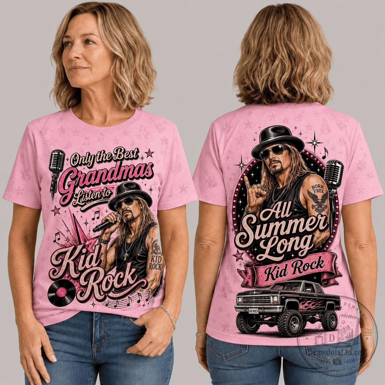 Kid Rock Only The Best Grandmas Listen To All Summer Long Pink T-Shirt