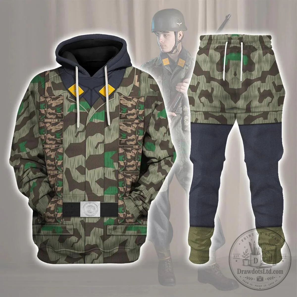 German Paratrooper Splinter Camouflage Pattern Combat Uniform Hoodie