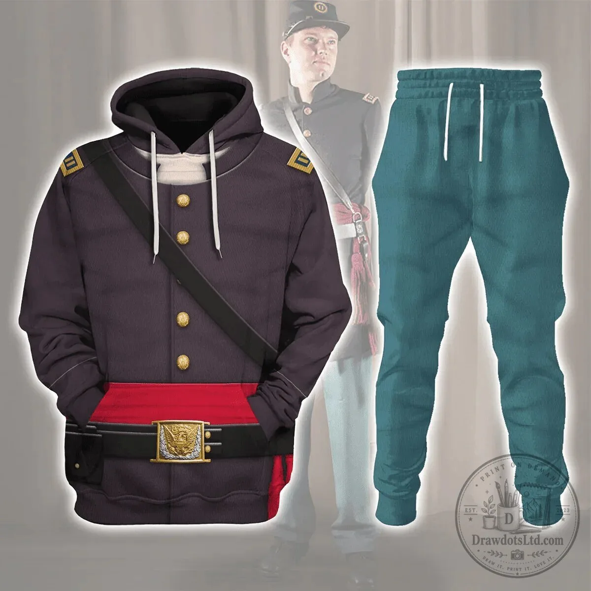 American Civil War Union Army Infantry Officer Captain Uniform All Over Print Hoodie