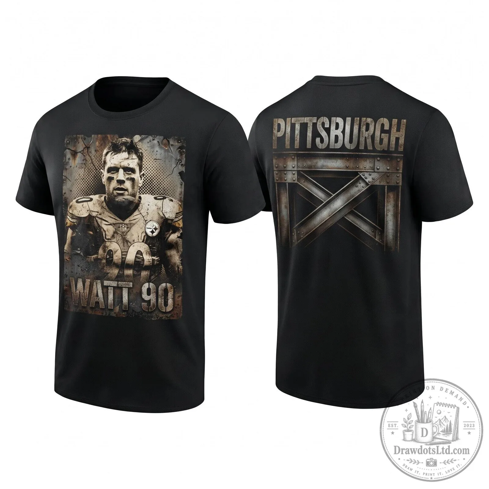 TJ Watt Pittsburgh Steelers Number 90 Football Player Graphic T-Shirt