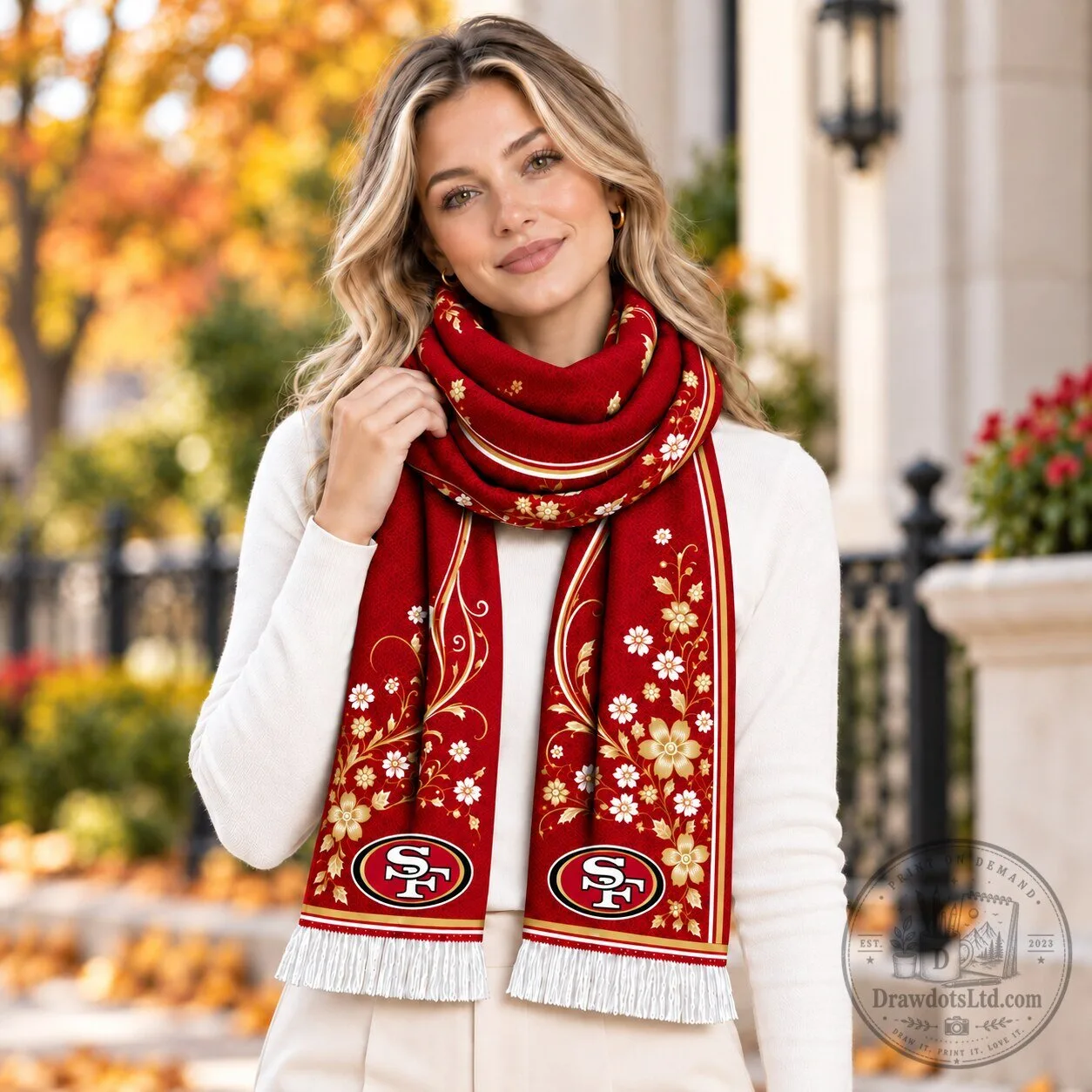 San Francisco 49ers Floral Pattern Scarf for Football Fans