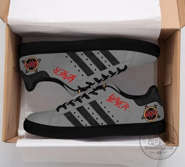 Slayer Band Logo Rock Music Fanatics Gray Sneakers Shoes