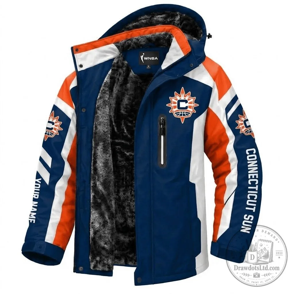 Connecticut Sun WNBA Basketball Team Winter Parka Jacket