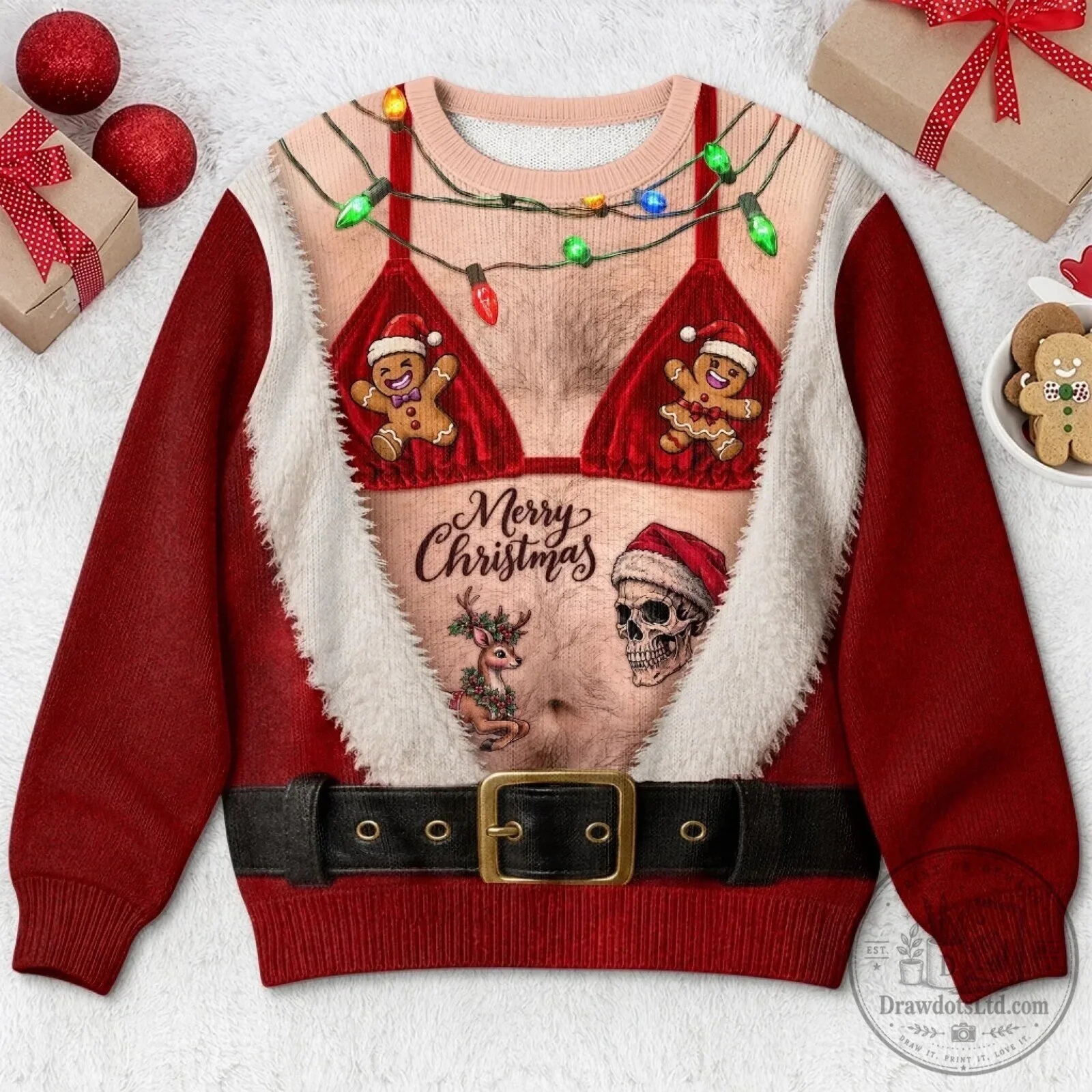 Funny Santa Bikini Costume Personalized Christmas Ugly Sweatshirt