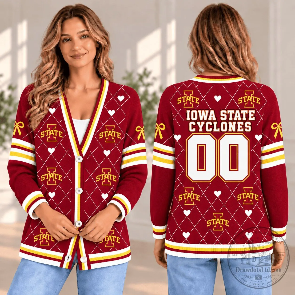 Iowa State Cyclones Personalized Team Spirit Cardigan Sweater