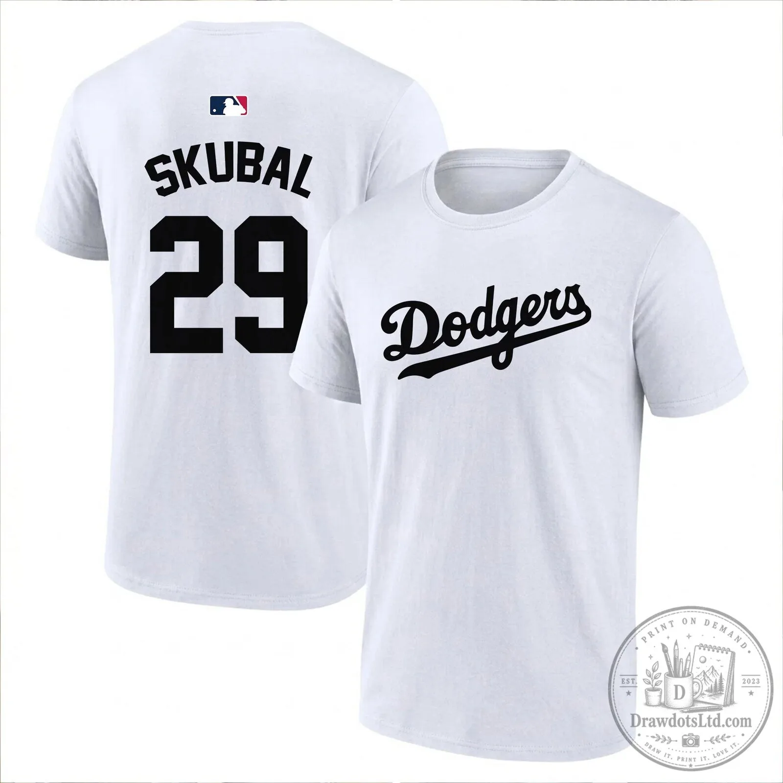 Los Angeles Dodgers Tarik Skubal Number 29 Baseball T-Shirt 4 Los Angeles Dodgers Tarik Skubal Number 29 Baseball T-Shirt