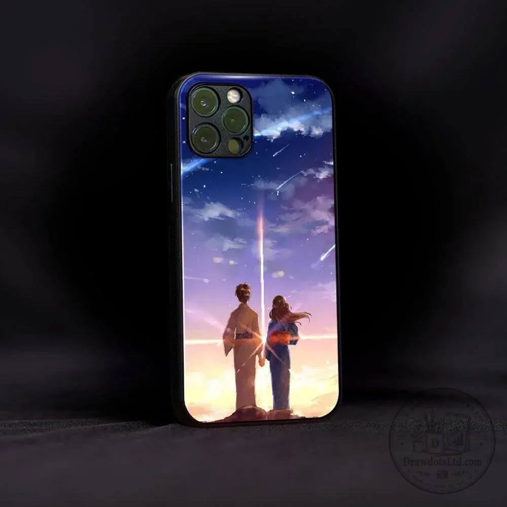 Your Name Anime Couple Watching Comet Sky iPhone Case