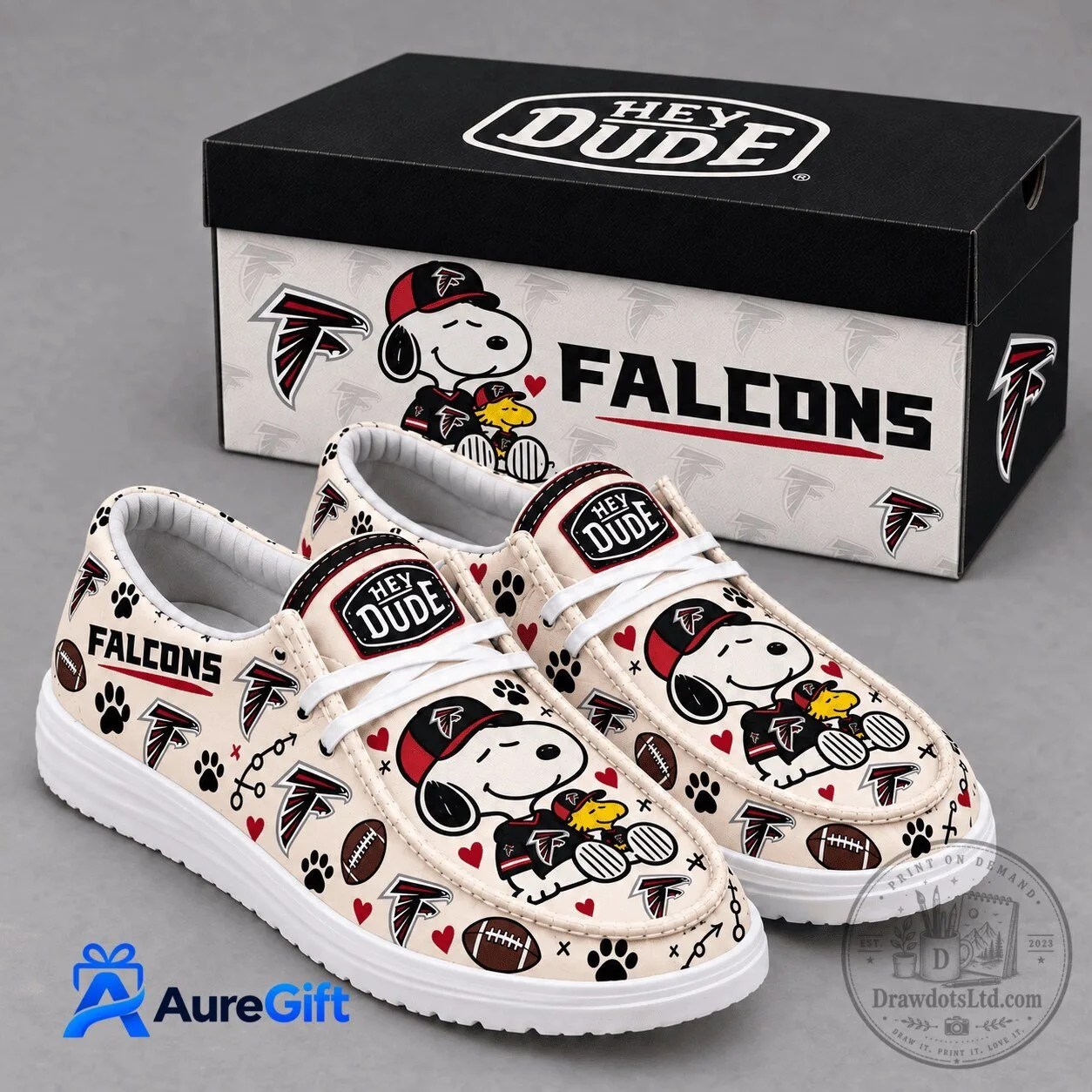 Atlanta Falcons Snoopy Cartoon Character Football Team Fan Shoes