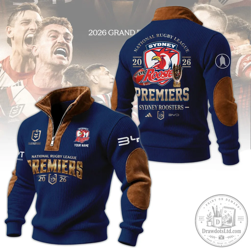 Quarter Zip Ribbed Sweater for Sydney Roosters National Rugby League Champions