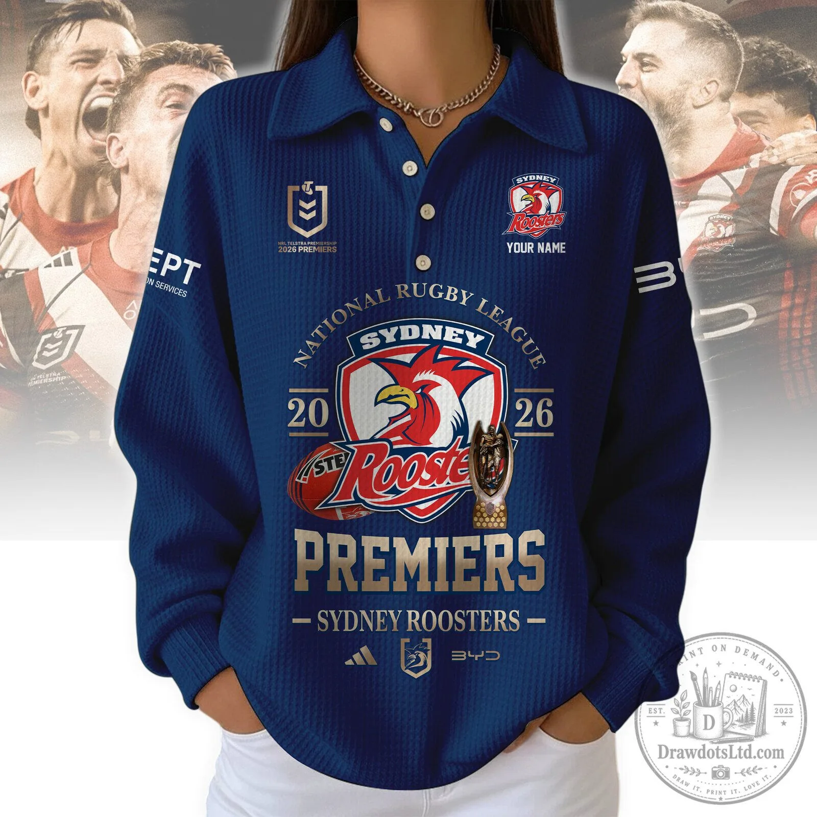 Sydney Roosters National Rugby League Premiers Long-Sleeve Polo Shirt
