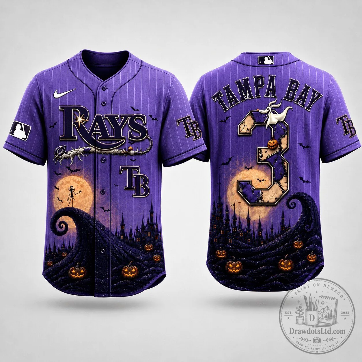 Purple Haunted Moon Jersey for Halloween - Tampa Bay Rays Baseball