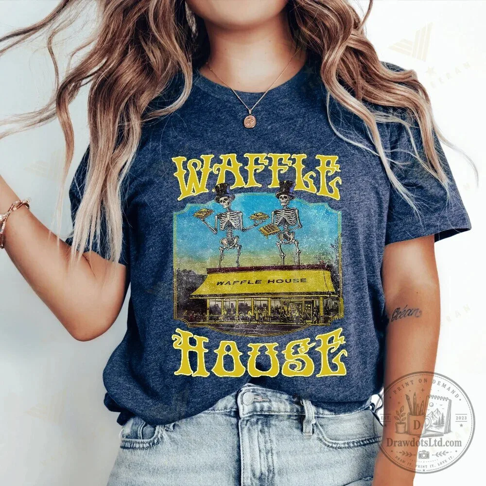 Waffle House Shirt Grateful Dead Skeletons Dancing on Roof T-Shirt