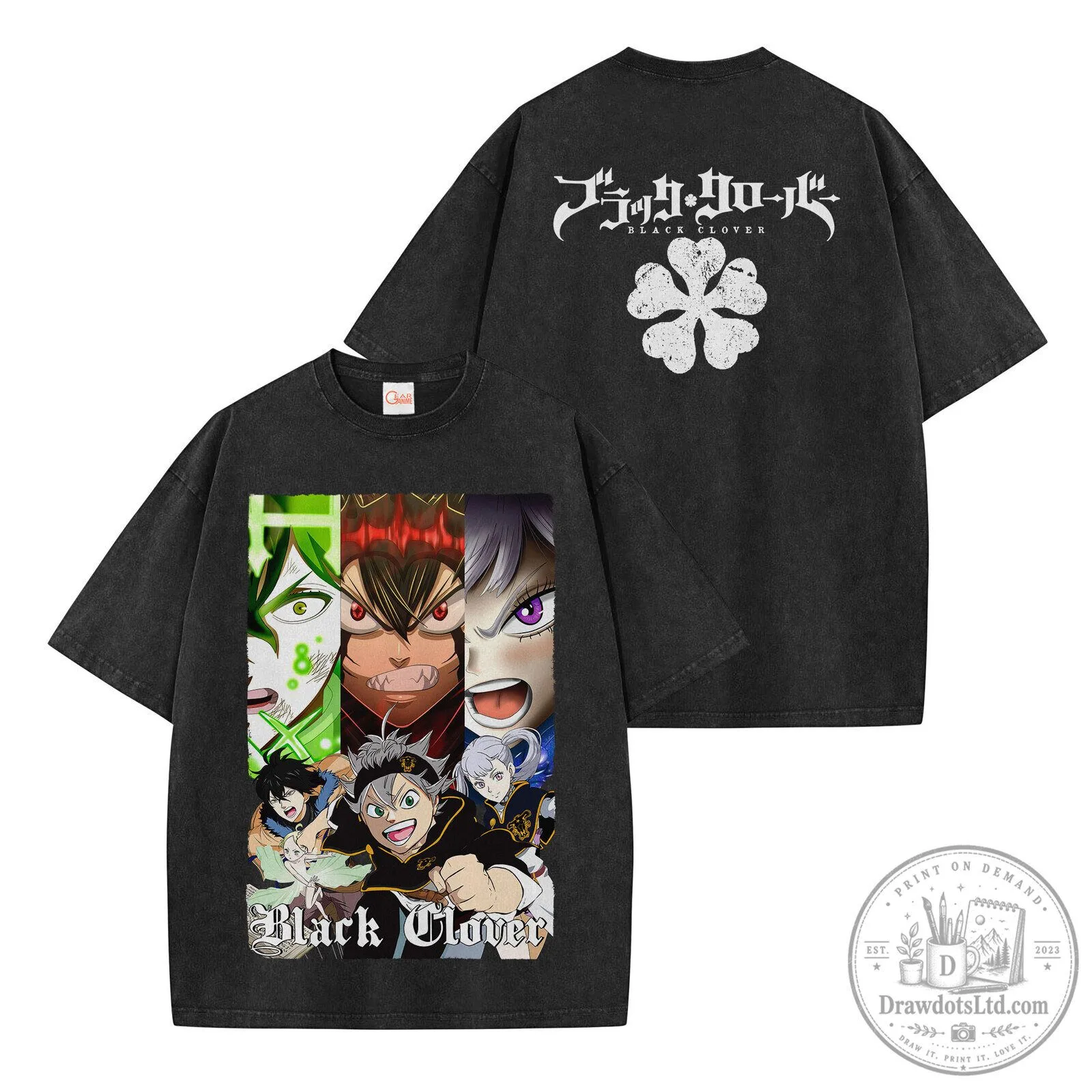 Black Clover Asta Yuno Noelle Washed Vintage T-Shirt