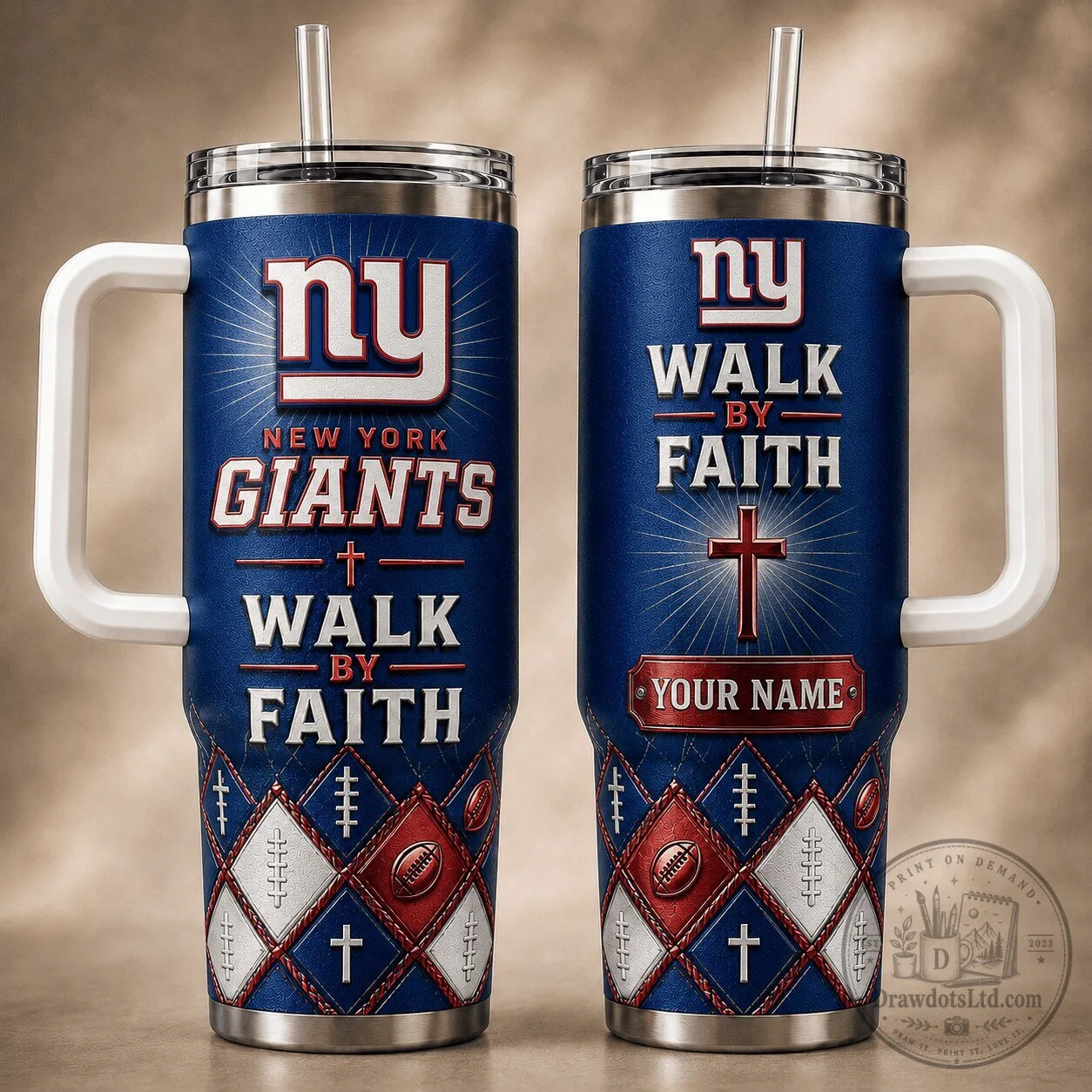 New York Giants NFL Walk By Faith Insulated Stainless Steel Tumbler