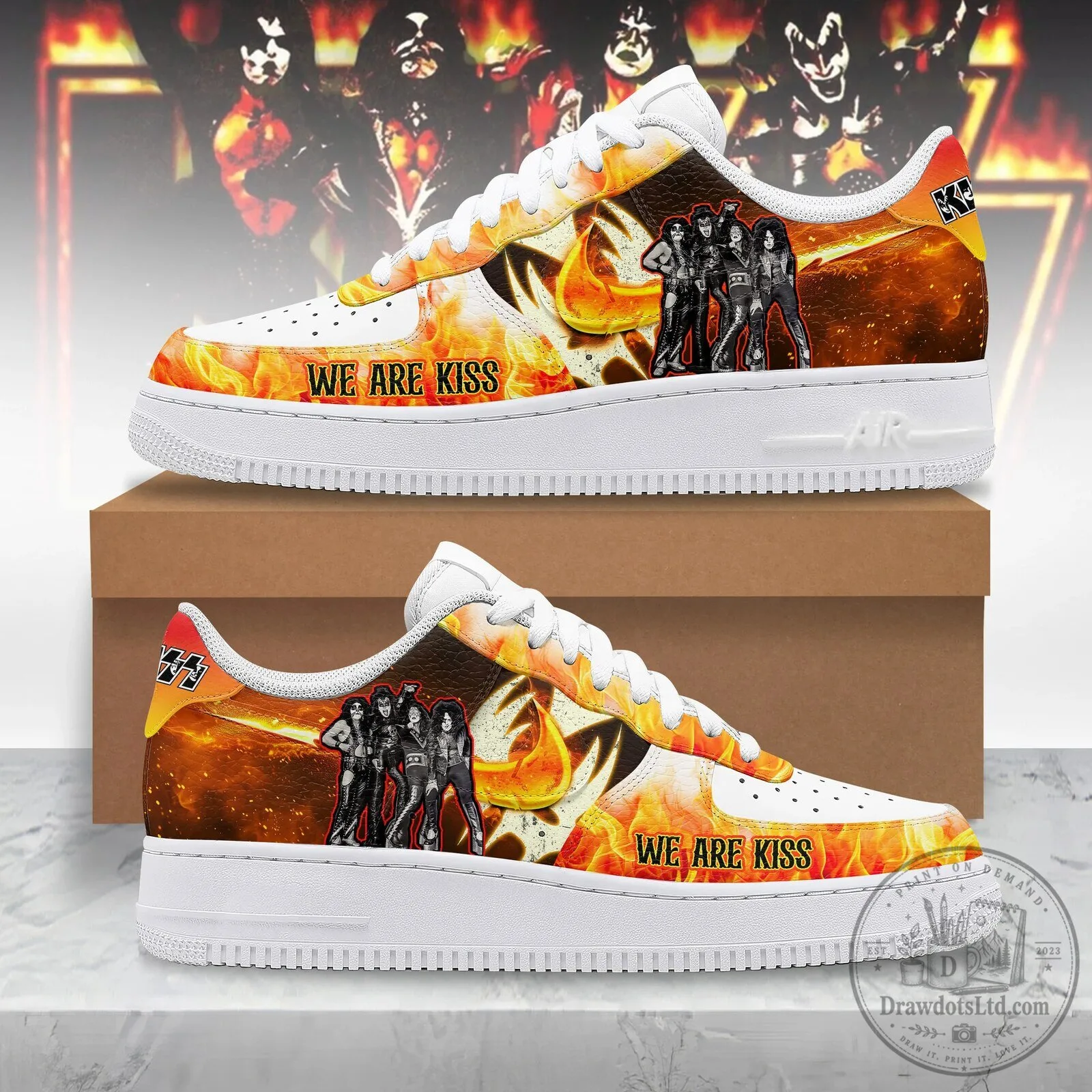 Kiss Band We Are Kiss Rock and Roll Music Fan Air Force One Shoes