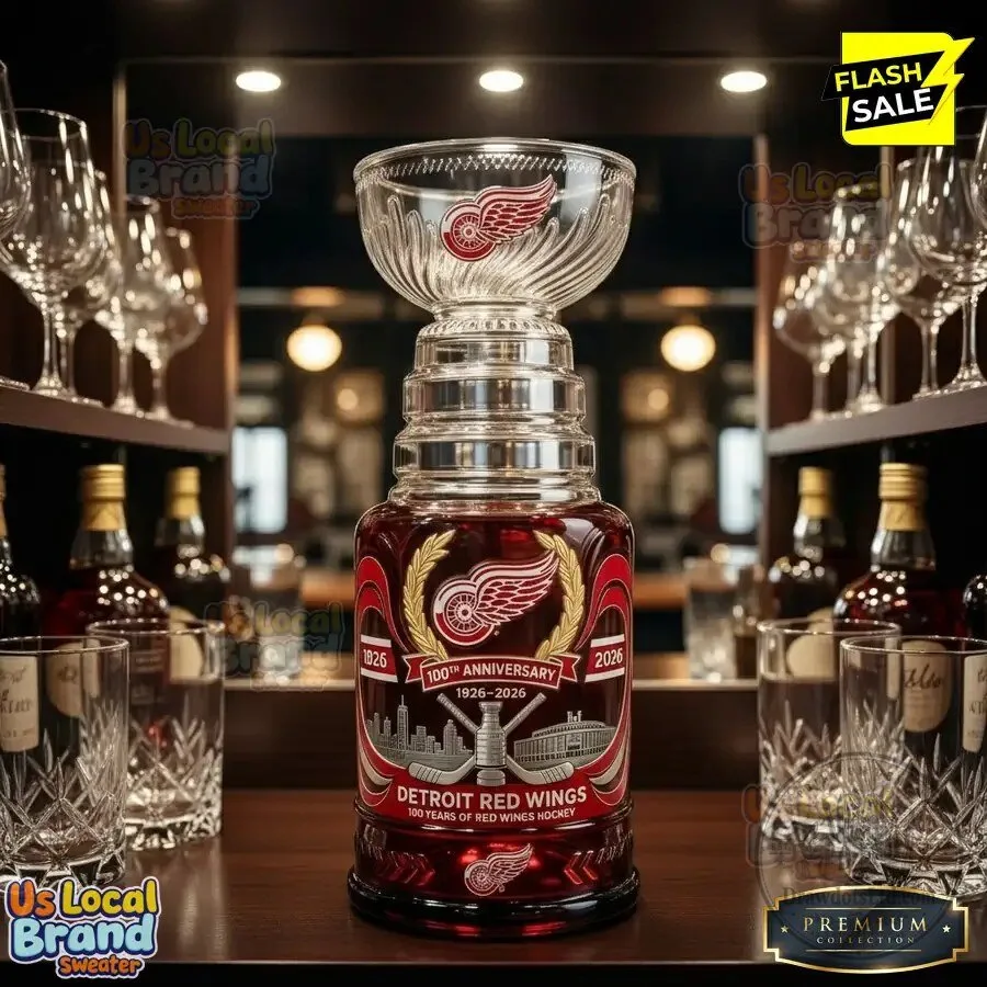 Detroit Red Wings 100th Anniversary Stanley Cup Shaped Drinking Glass
