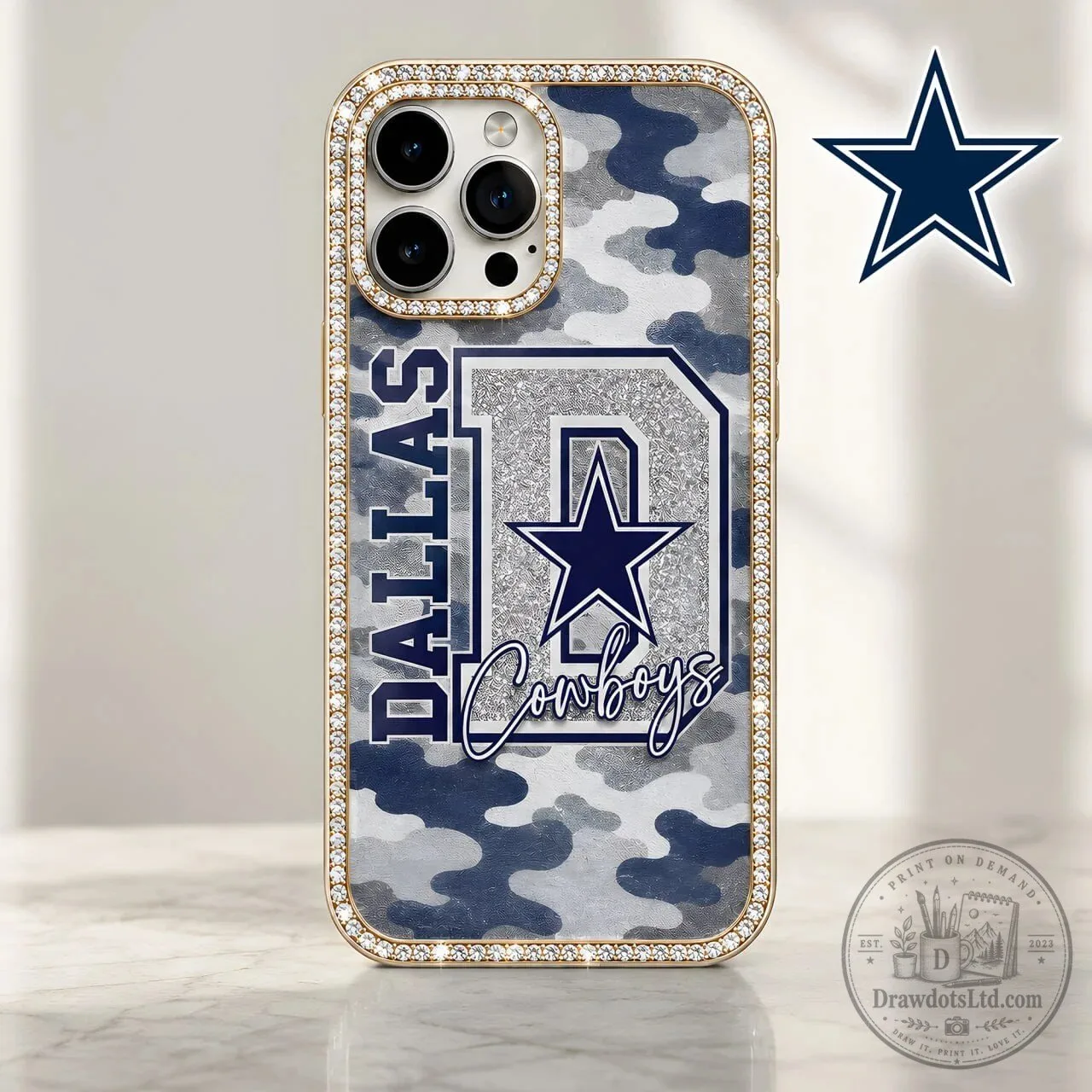 Dallas Cowboys Bling Camouflage Pattern Protective Phone Case