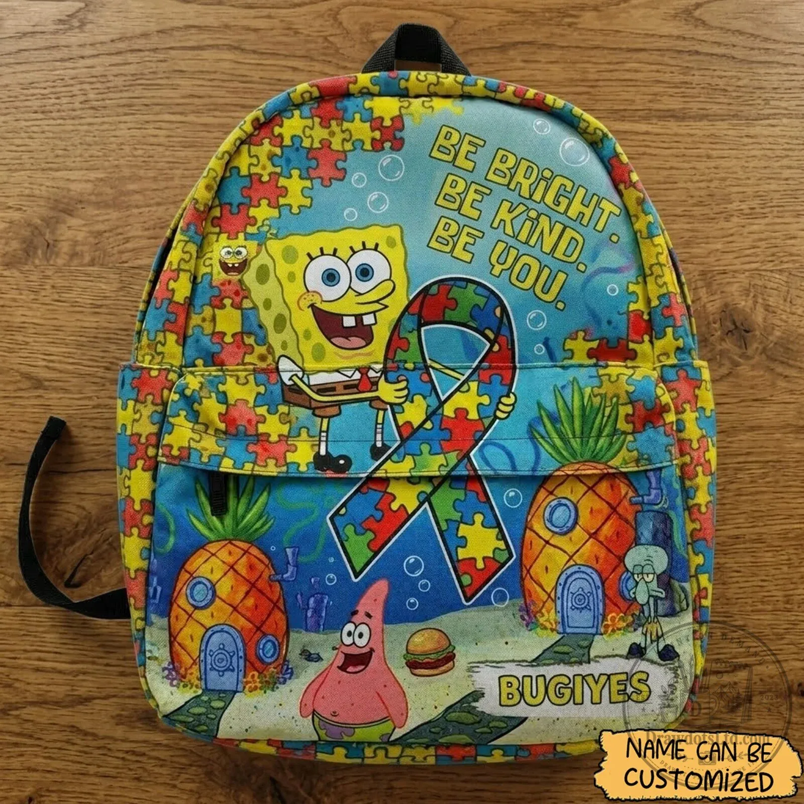 SpongeBob SquarePants Autism Awareness Be Bright Be Kind Be You Backpack