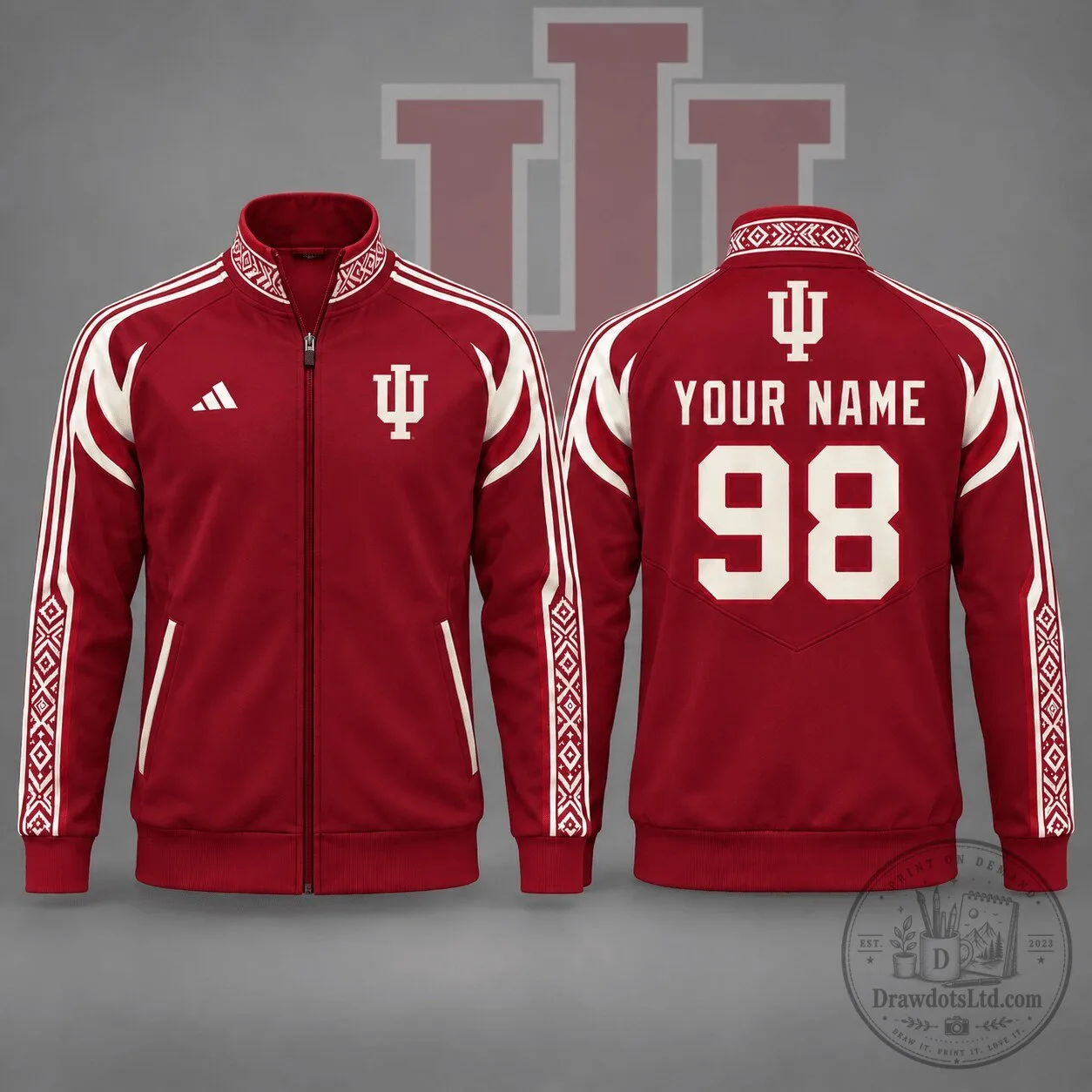 Indiana Hoosiers NCAA Personalized Tradition Line Full Zip Jacket