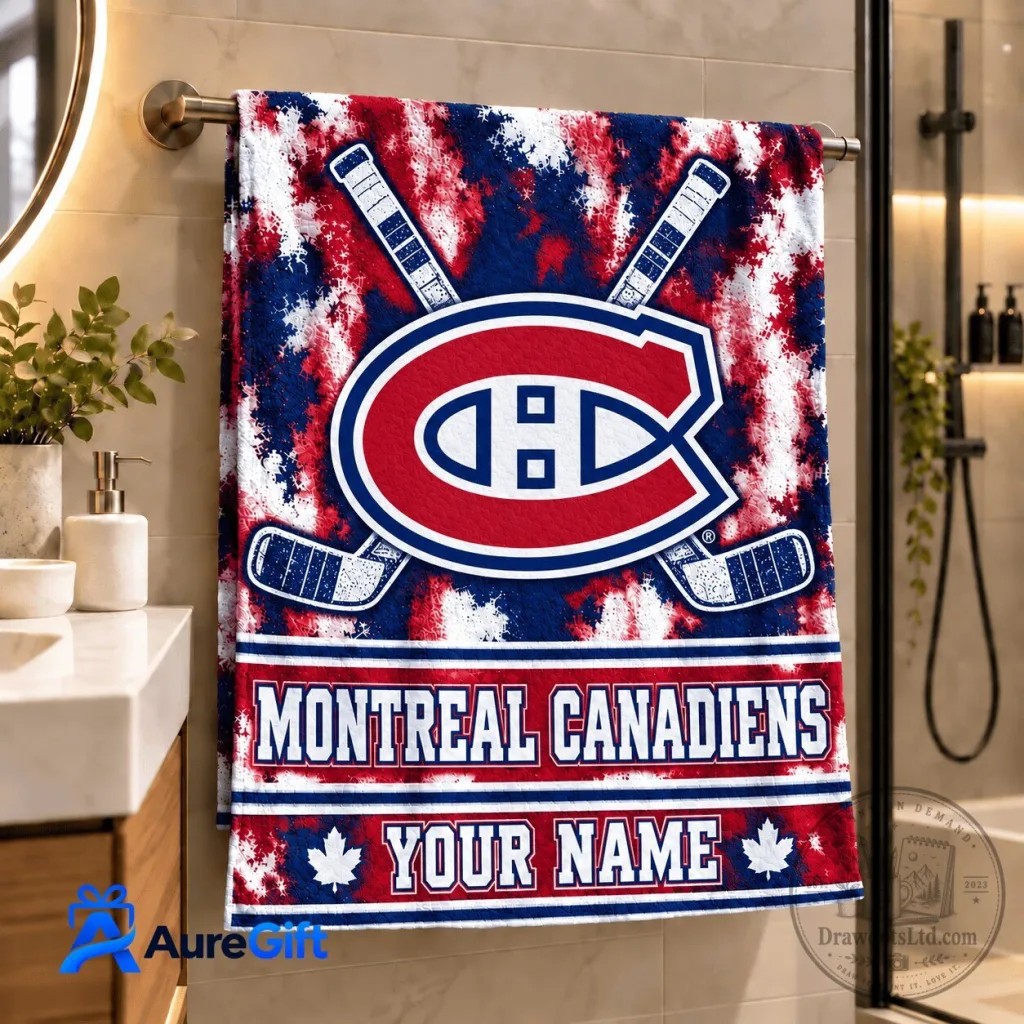 Montreal Canadiens Personalized Hockey Team Fan Bath Towel