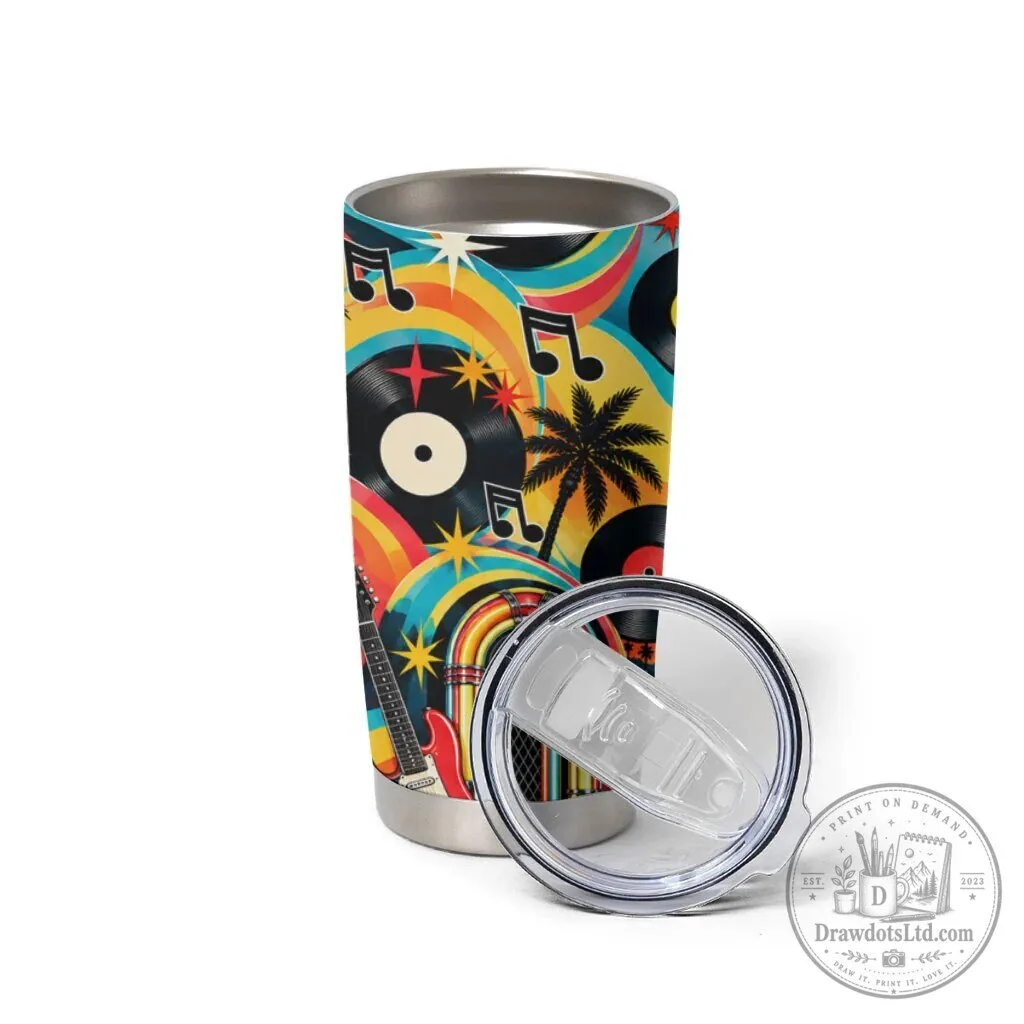 Baby Boomers Generation Vintage Retro Classic Car And Vinyl Records Tumbler – image 2 of 5