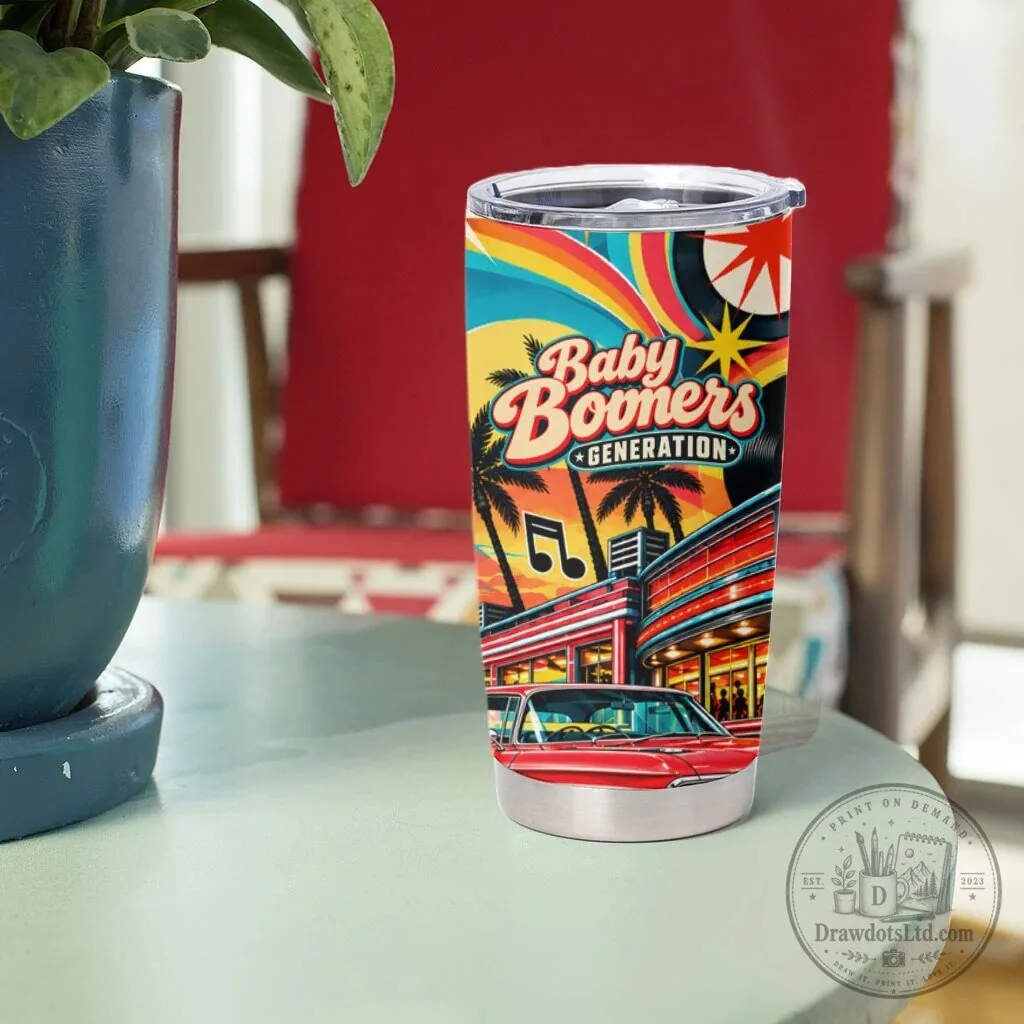 Baby Boomers Generation Vintage Retro Classic Car And Vinyl Records Tumbler – image 5 of 5