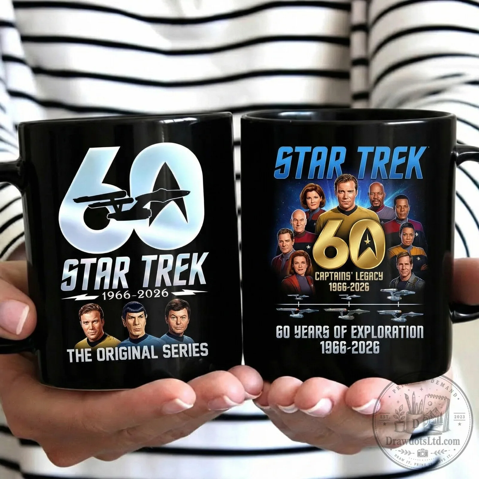 Star Trek 60th Anniversary Captains Legacy 1966-2026 Black Coffee Mug