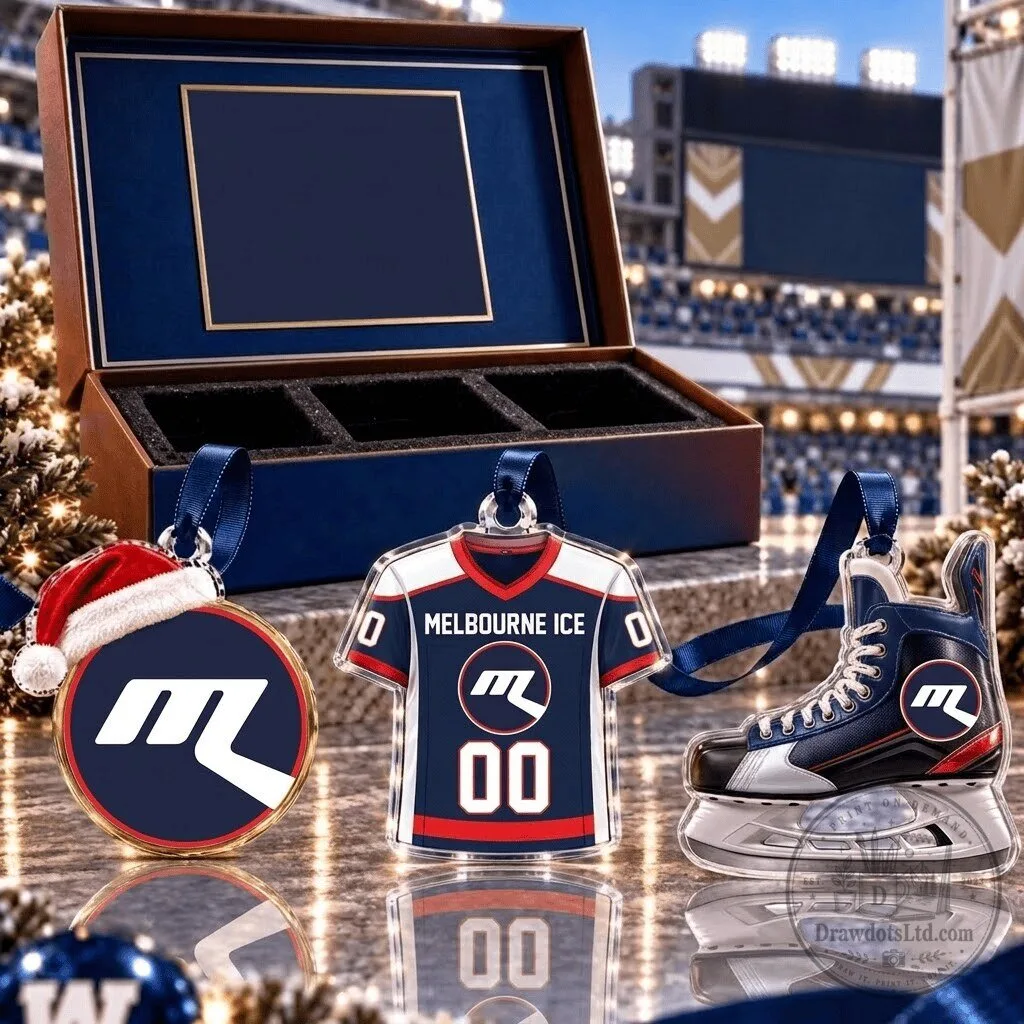 Melbourne Ice Australian Ice Hockey League Team Acrylic Ornament Set