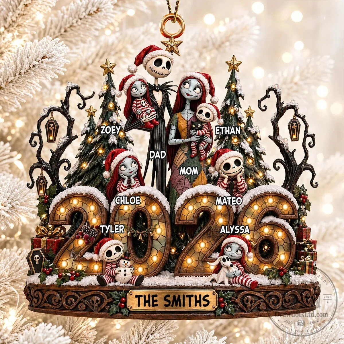 Nightmare Before Christmas Family Personalized Christmas Ornament