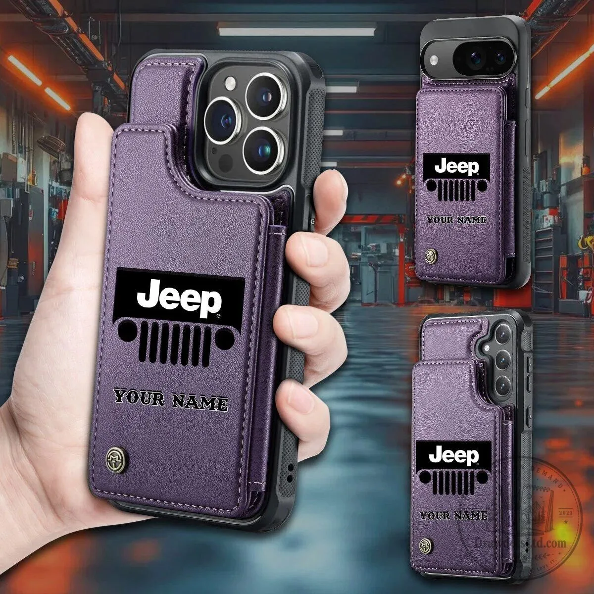 Jeep Custom Name Brown Leather Wallet Phone Case 8 Jeep Custom Name Brown Leather Wallet Phone Case