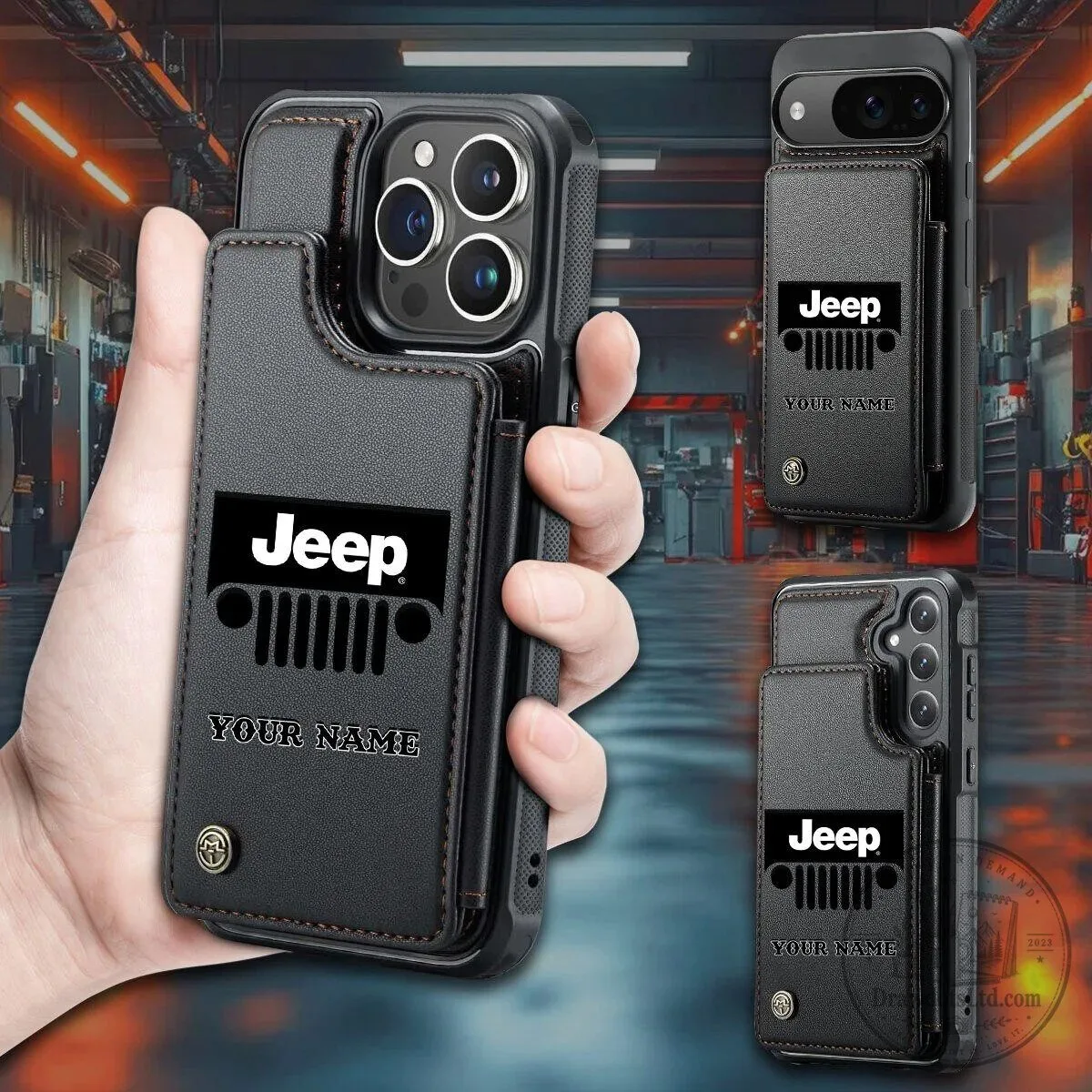 Jeep Custom Name Brown Leather Wallet Phone Case 9 Jeep Custom Name Brown Leather Wallet Phone Case