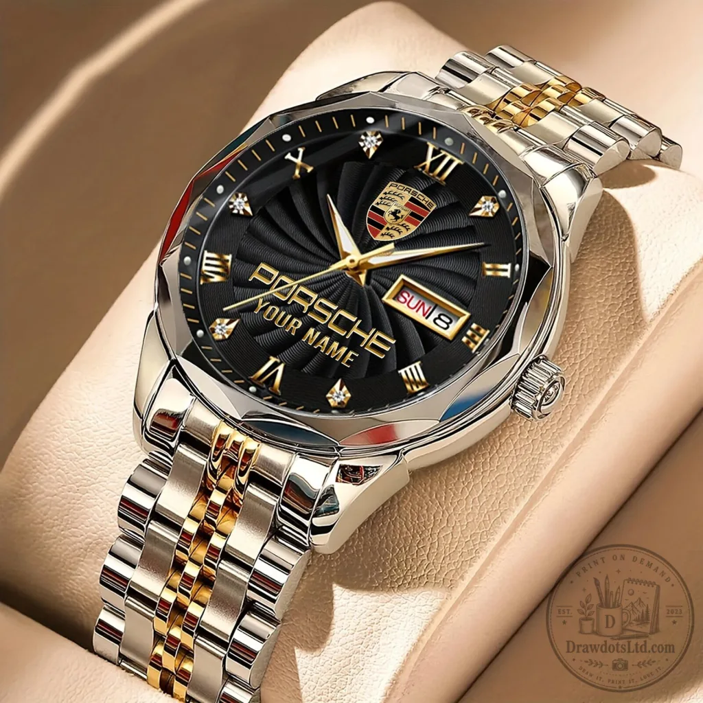 Porsche Custom Name Luxury Two-Tone Stainless Steel Men's Watch