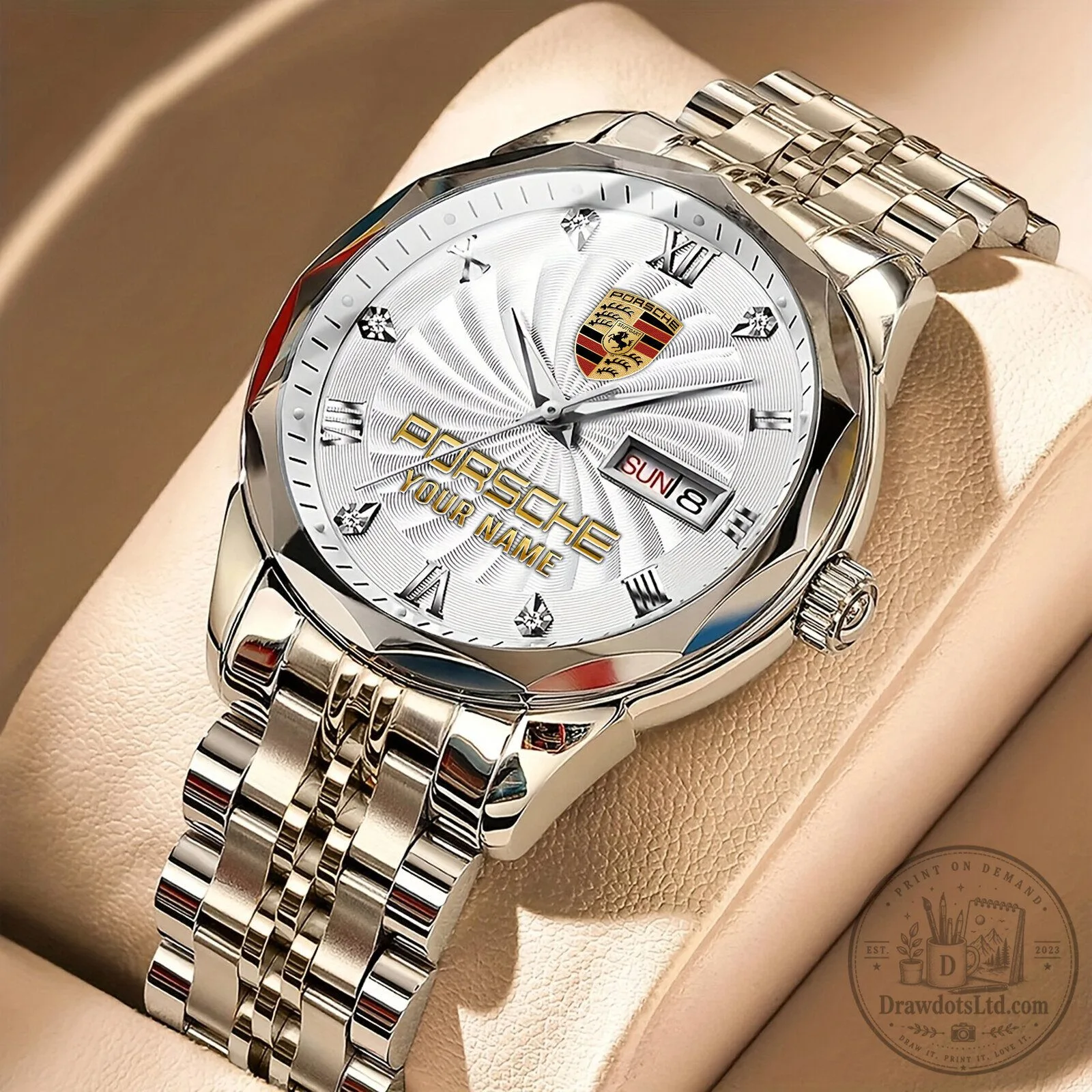 Porsche Custom Name Luxury Two-Tone Stainless Steel Men's Watch 9 Porsche Custom Name Luxury Two-Tone Stainless Steel Men