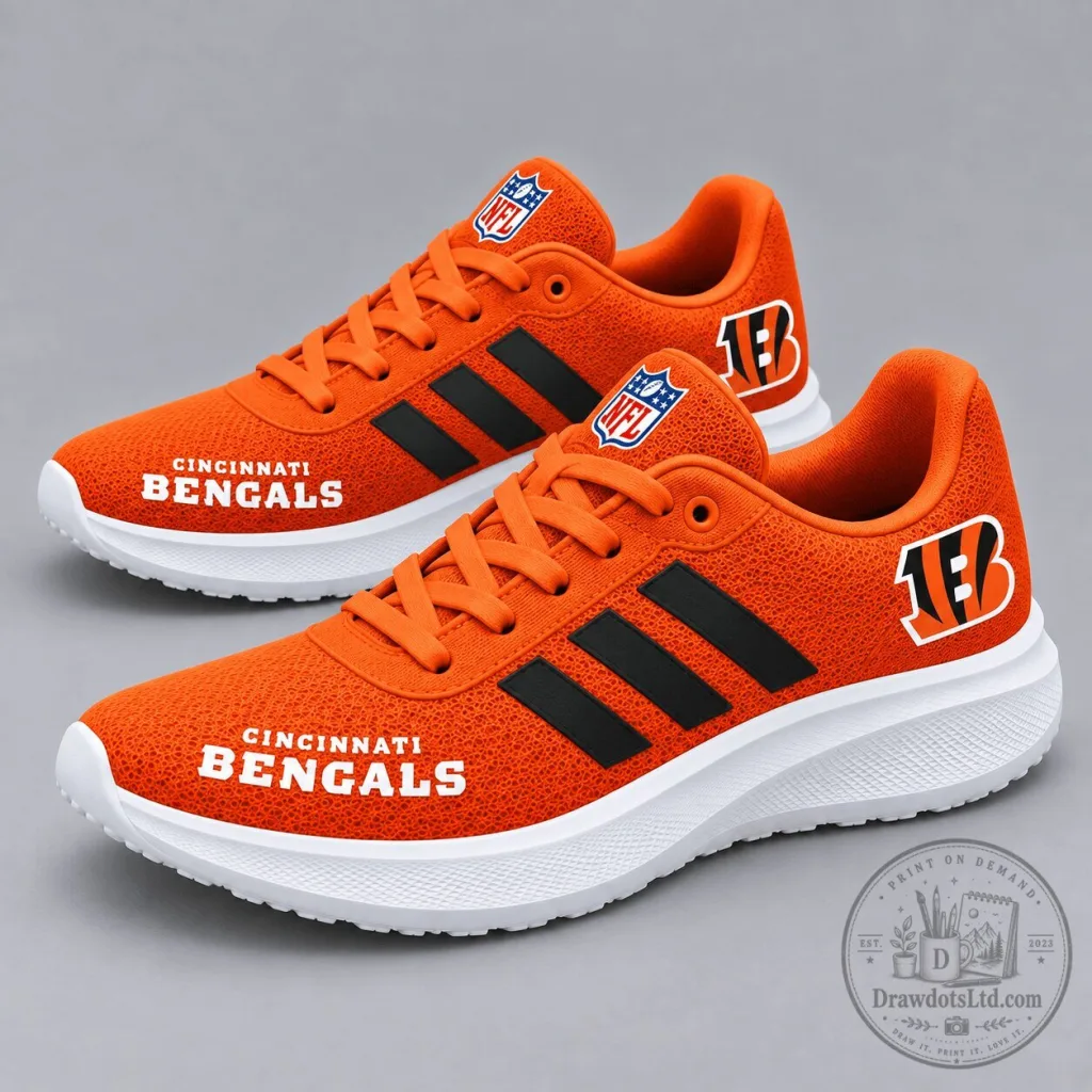 Cincinnati Bengals NFL Football Team Orange Running Sneakers Shoes